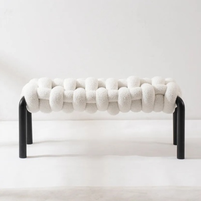 Nordic backless lambswool black shoe benches, Lighom