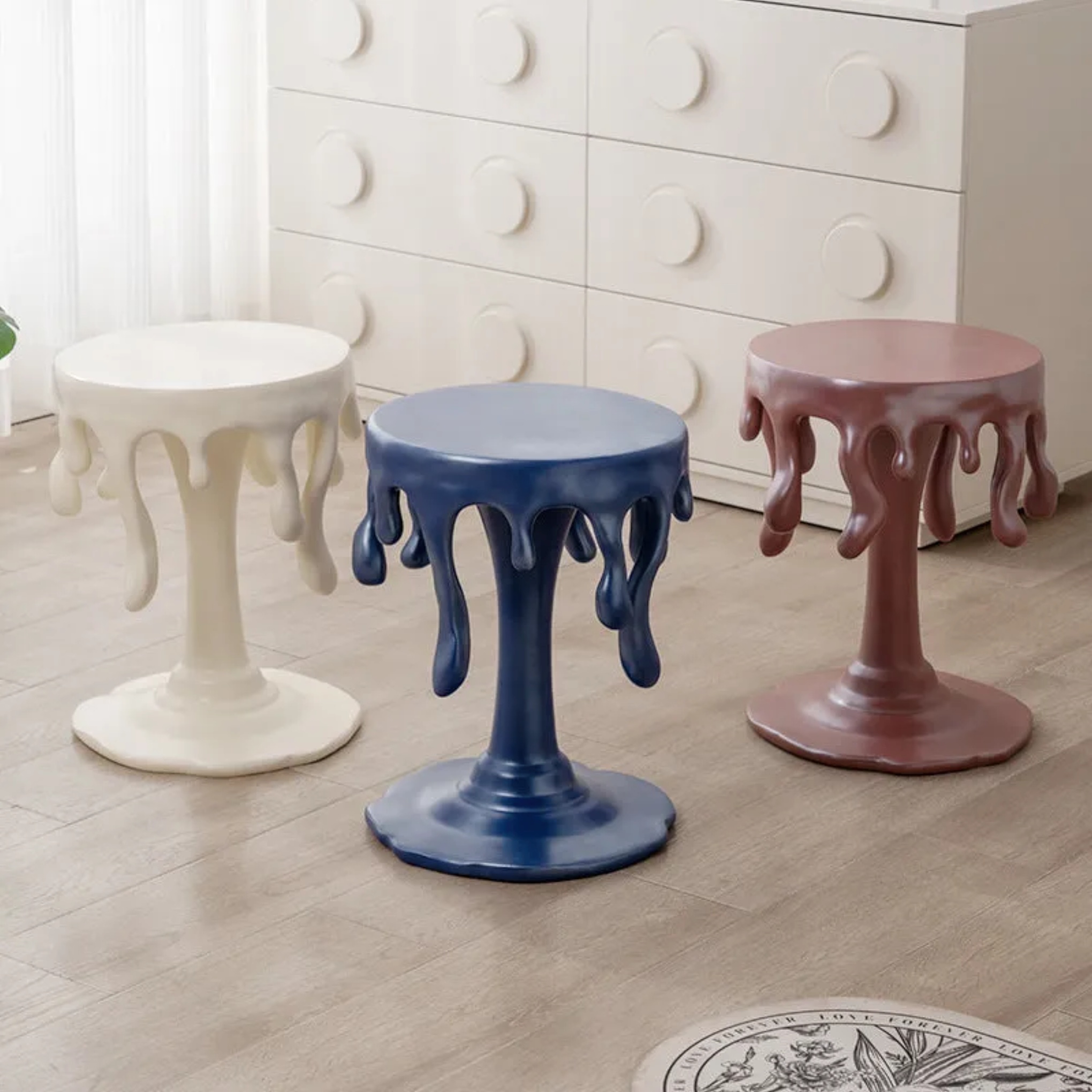 Lighom nordic round waterdrop resin coffee tables — White