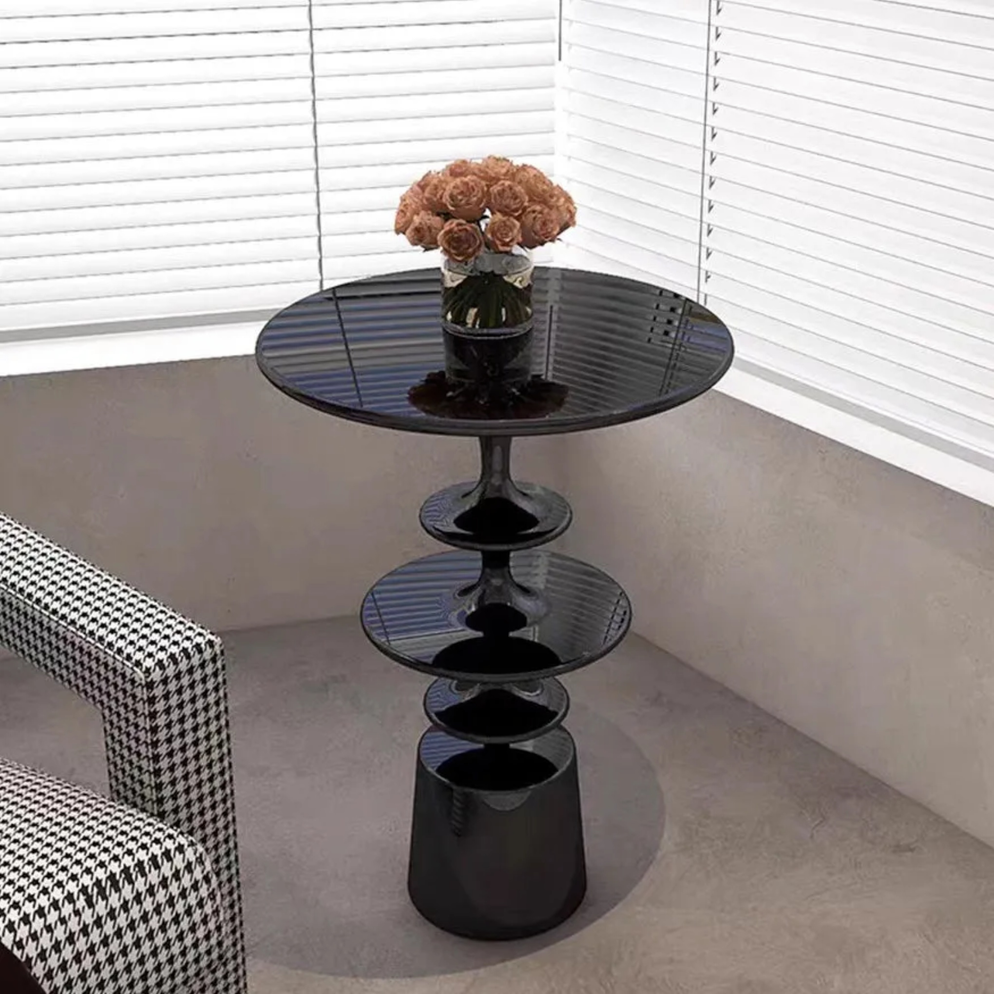 Lighom nordic round-top black end & side tables