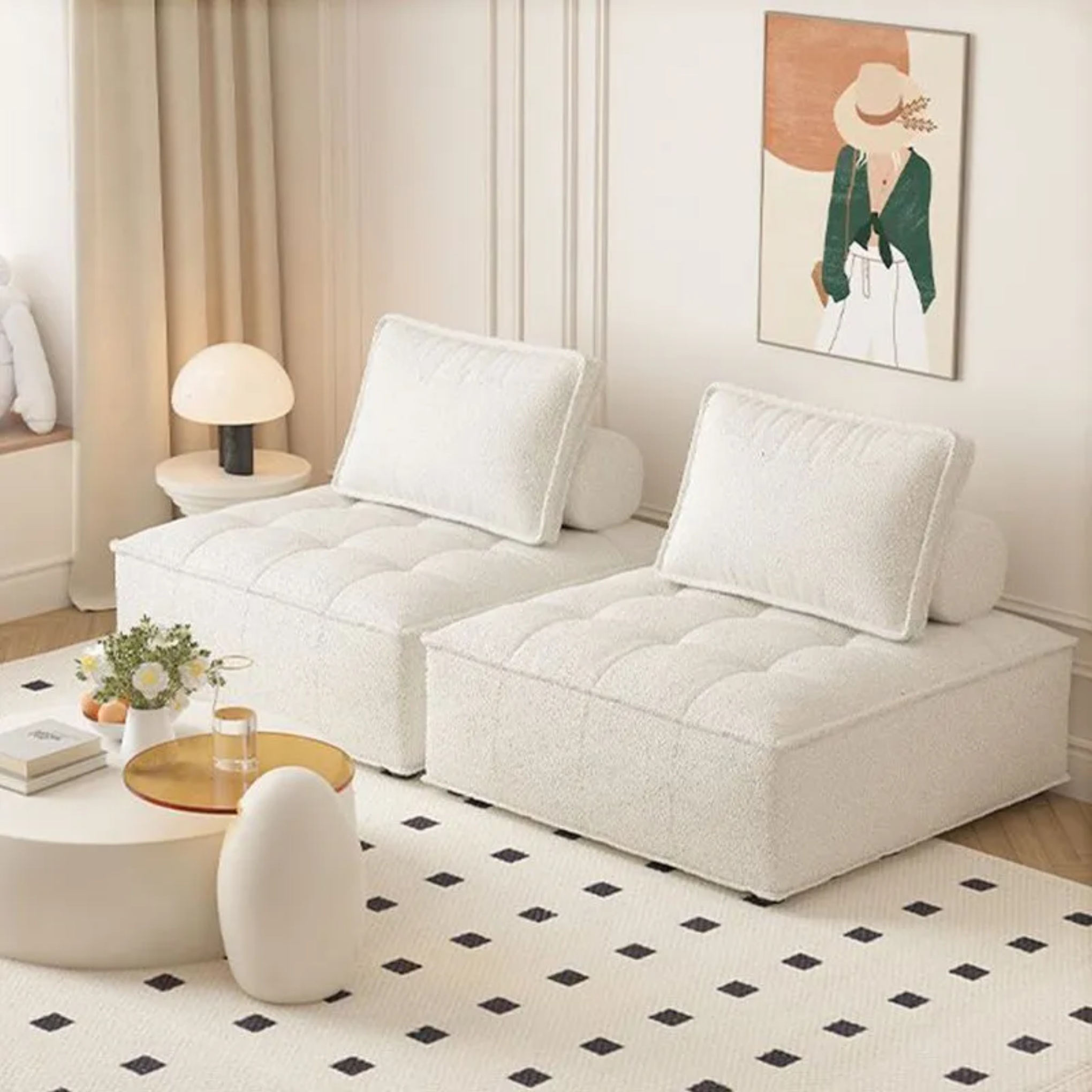 Gray nordic backless sofa sofas — Lambswool