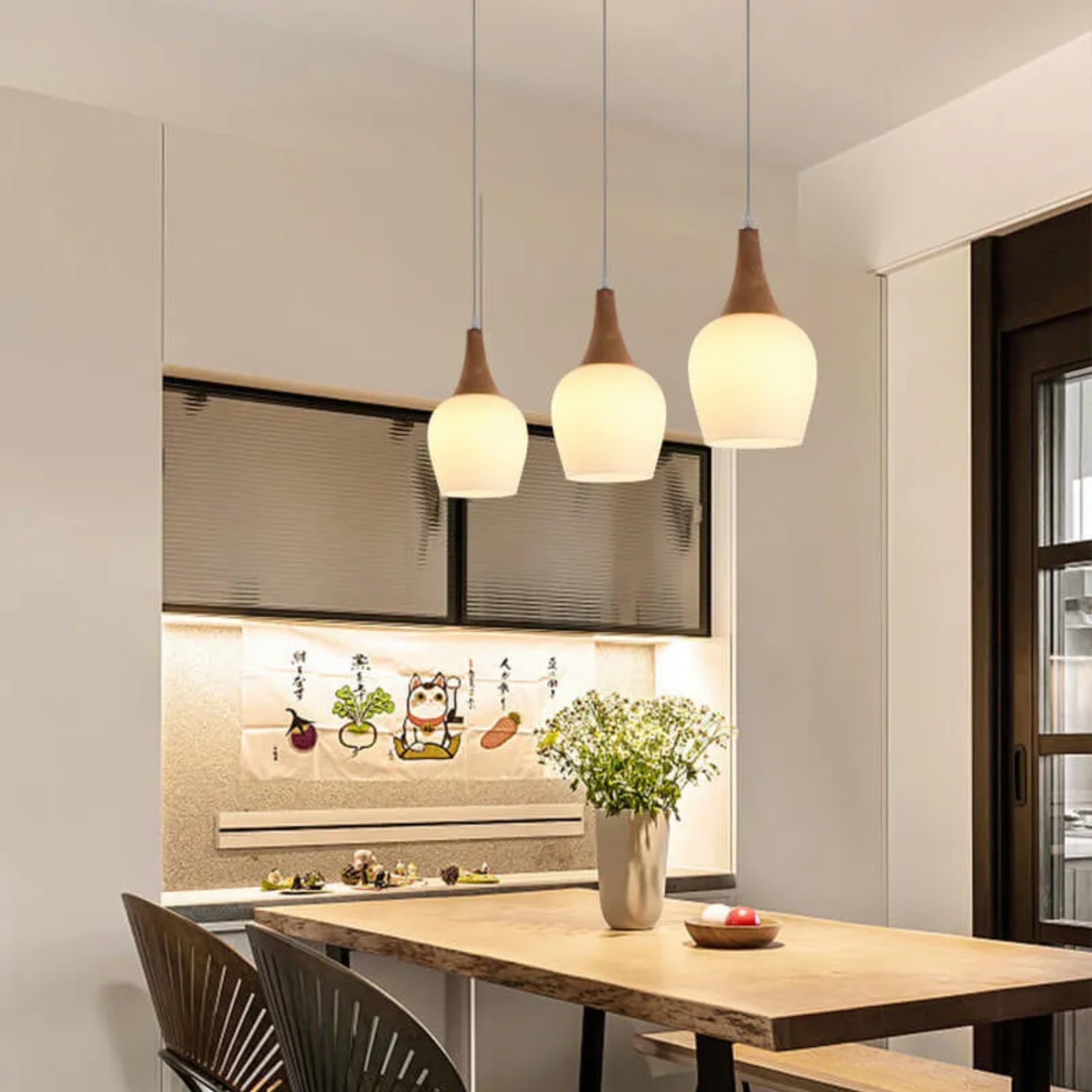 White nordic bottle solid chandeliers — 1-Light / 110V-120V (US/CA)