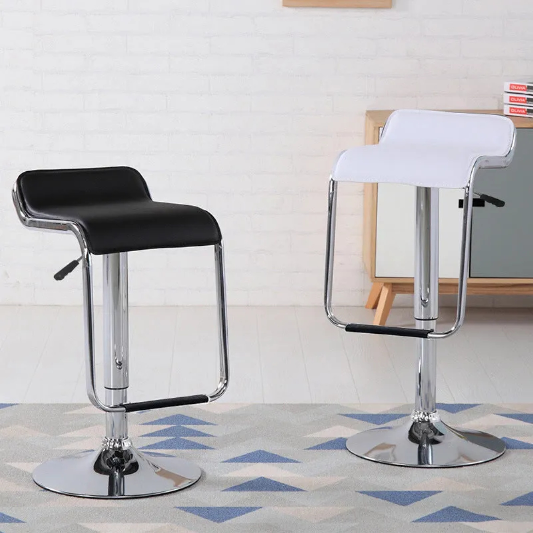 Black leather square bar & counter stools - nordic