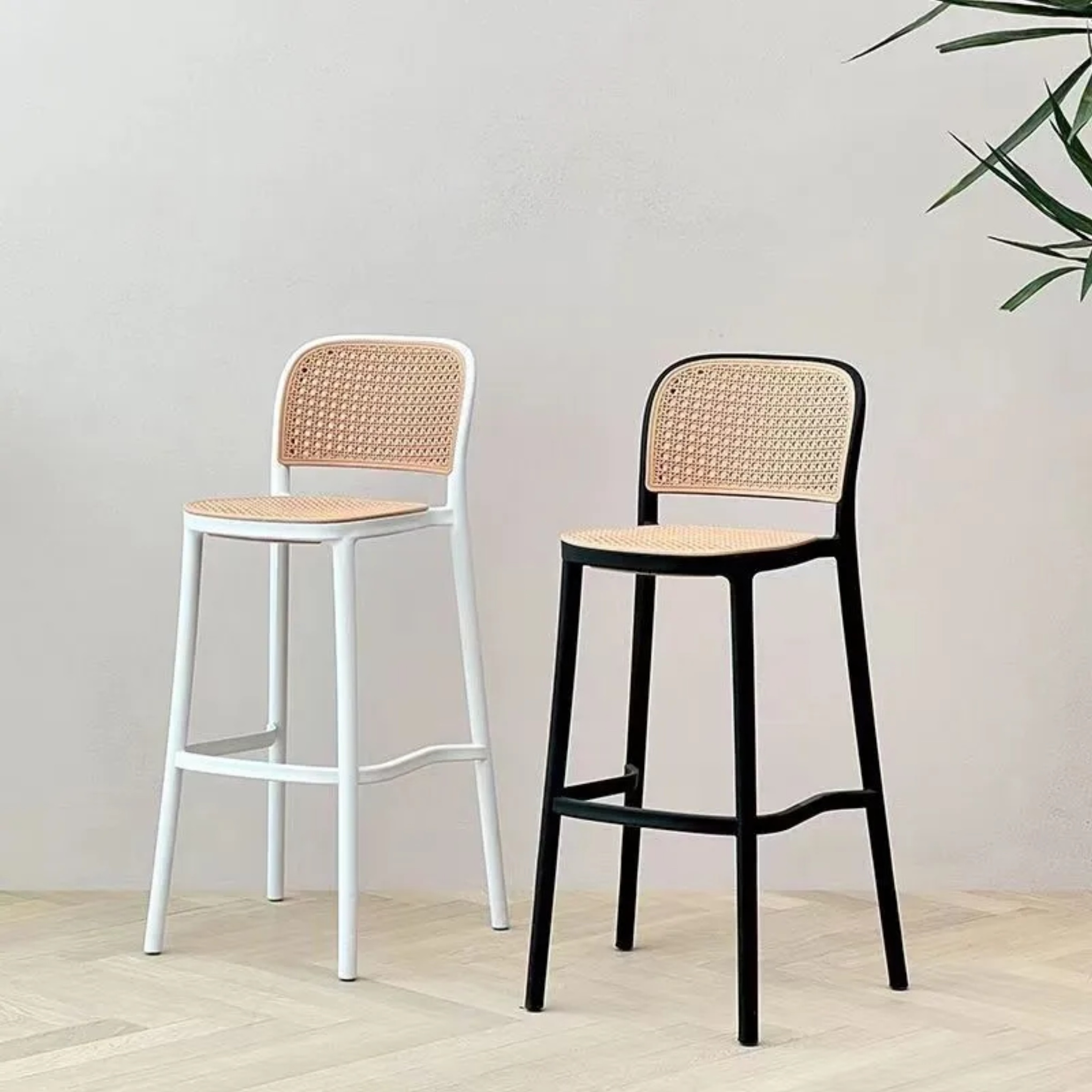 Nordic square backrest black metal bar & counter stools — 15.35" L x 17.72" W x 36.22" H