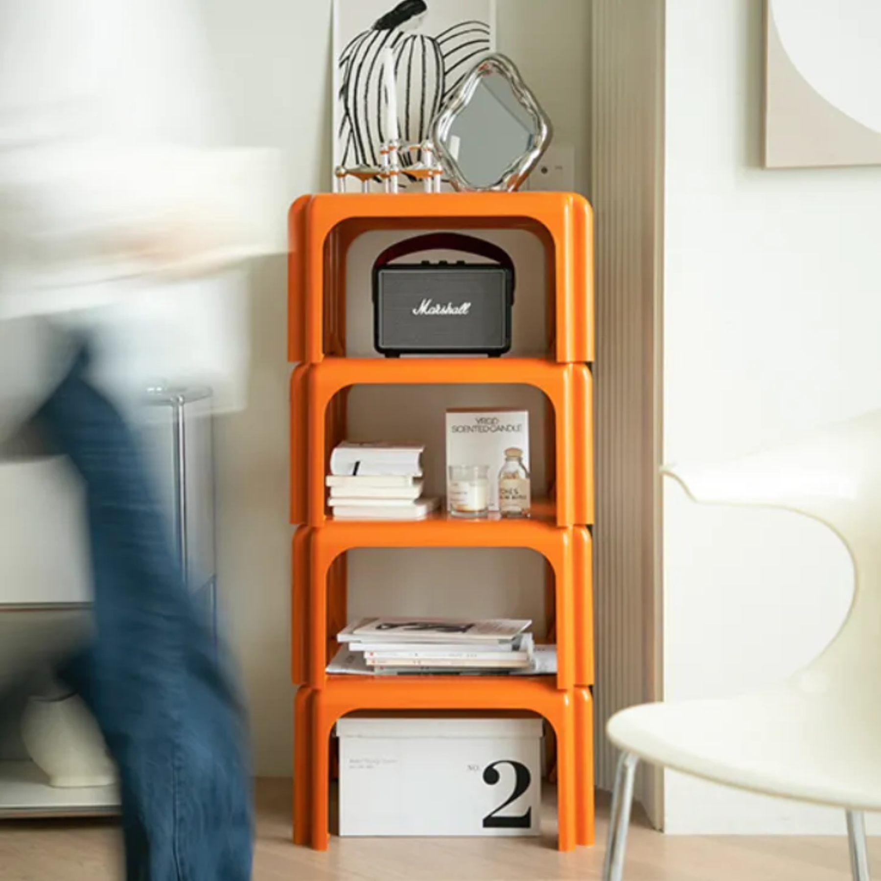 Black nordic stackable 4-tier end & side tables