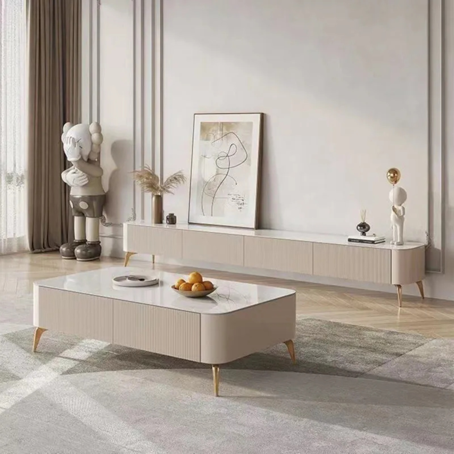 Plate rectangular steel coffee tables for living room — Tall Leg