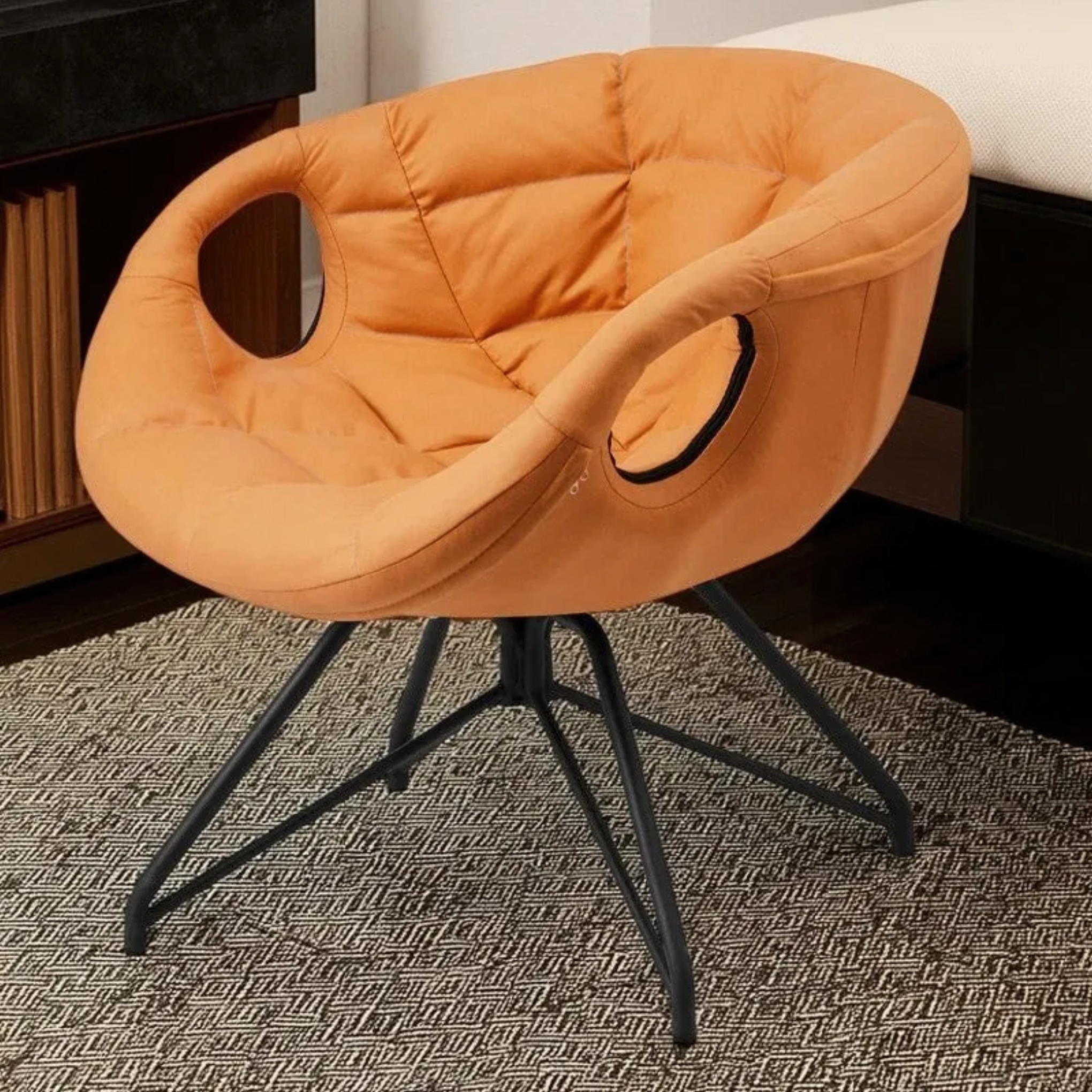 Nordic tech round accent chairs in iron — Green