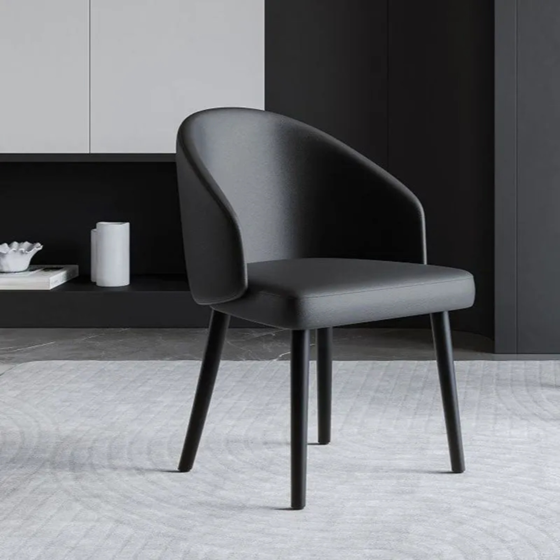 Gray nordic saddle trapezoid dining chairs & benches — Dark Gray