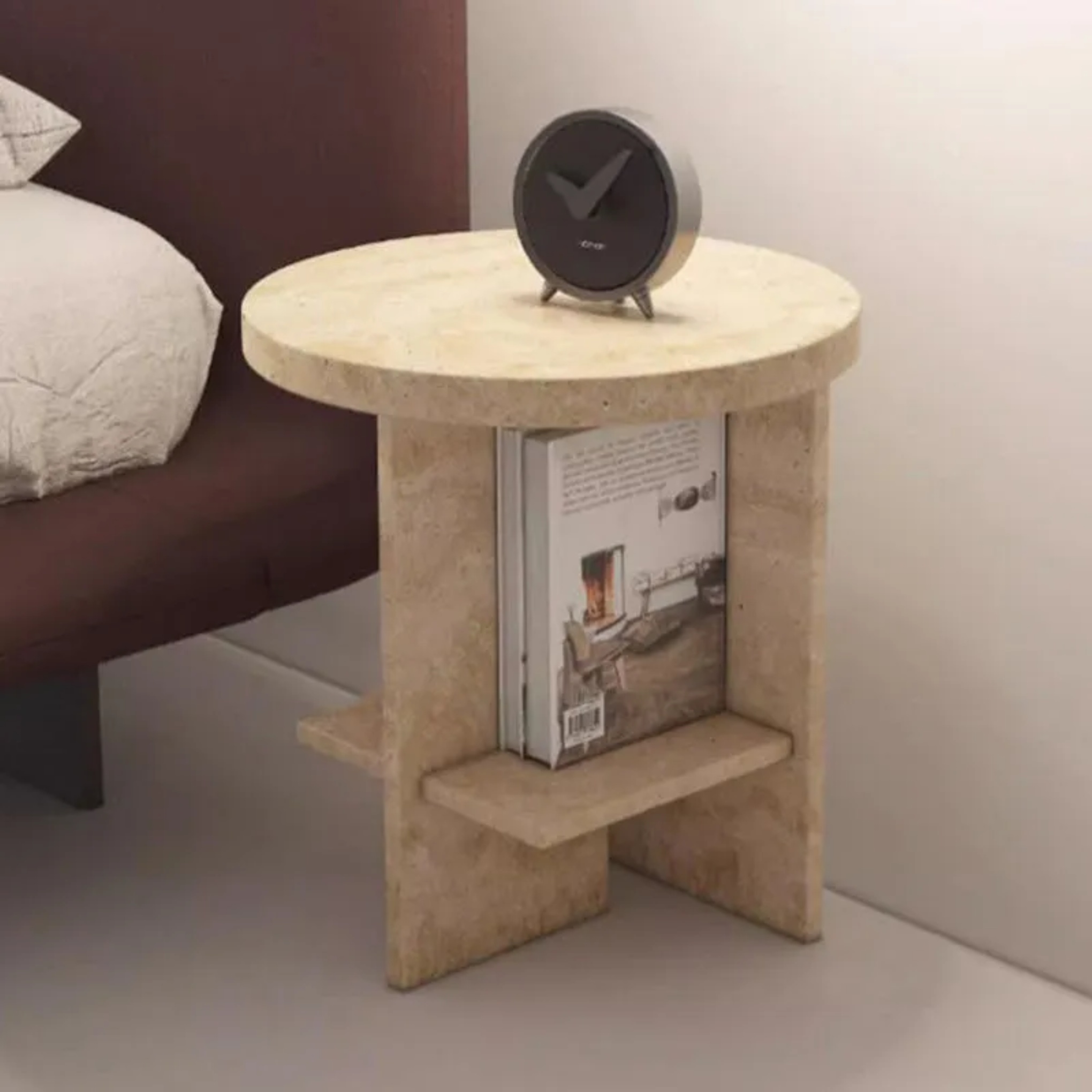 Nordic travertine chrysoprase natural fabric side tables, Lighom