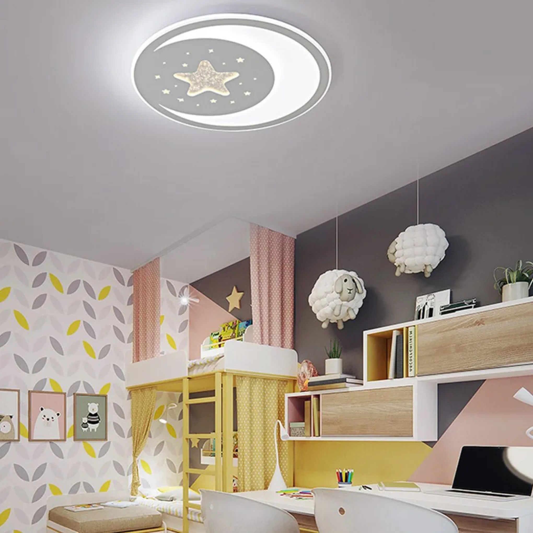 Yellow nordic 3-color ultra-thin flush mount lighting — Cool White (6000K)