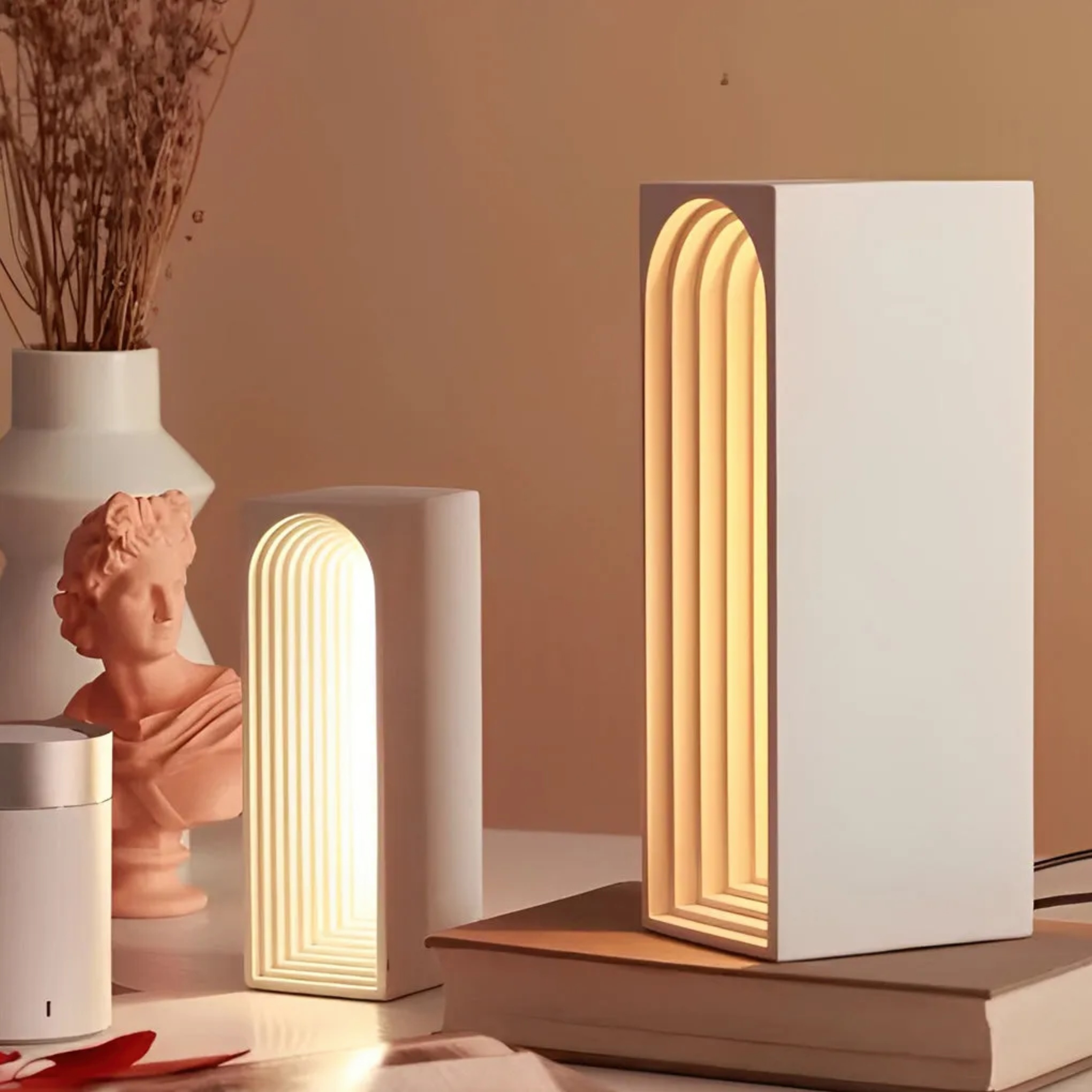 Lighom modern rectangle concrete table lamps — 2" L x 3" W x 9" H