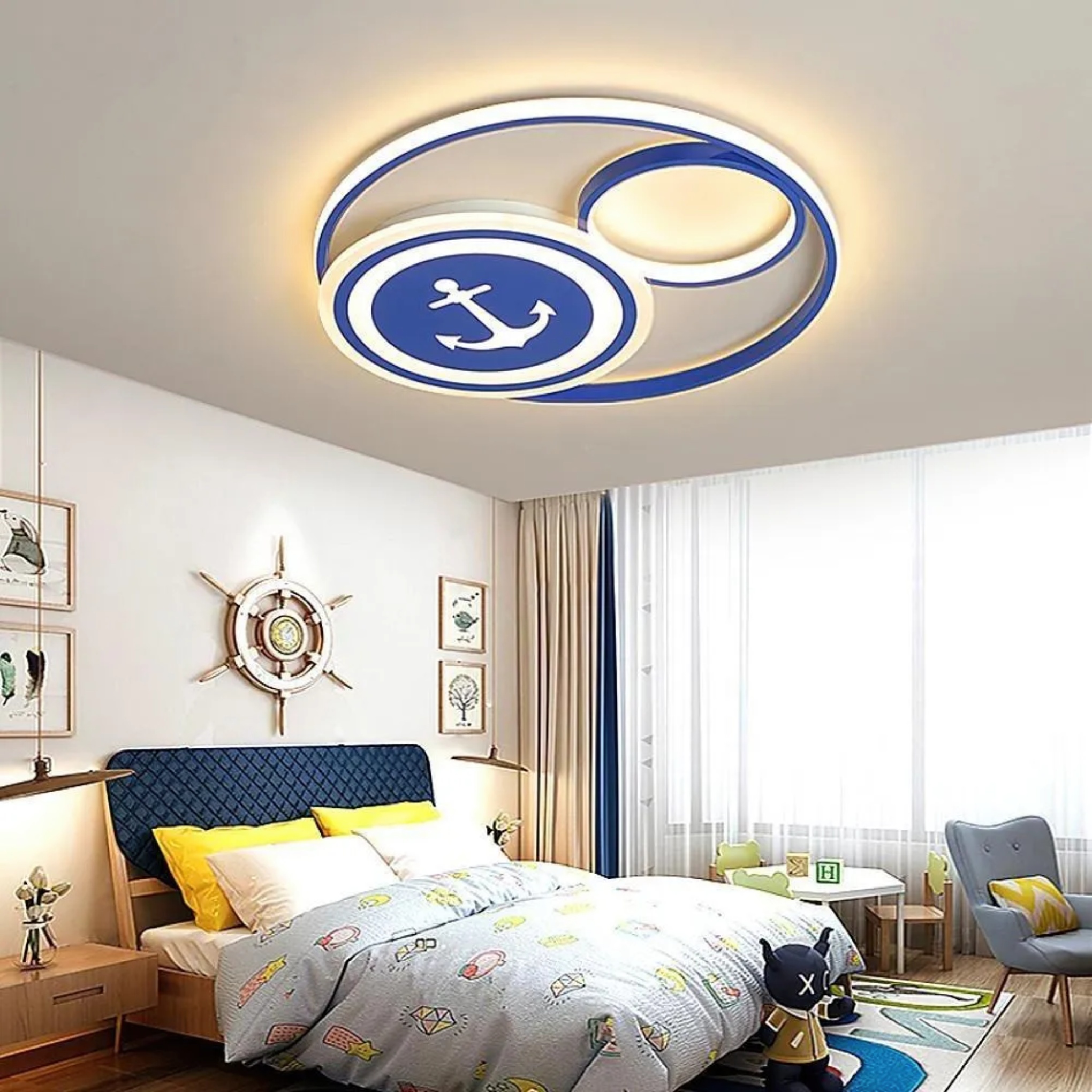 Modern novelty circular chrome flush mount lighting, Lighom — Warm White (3000K)