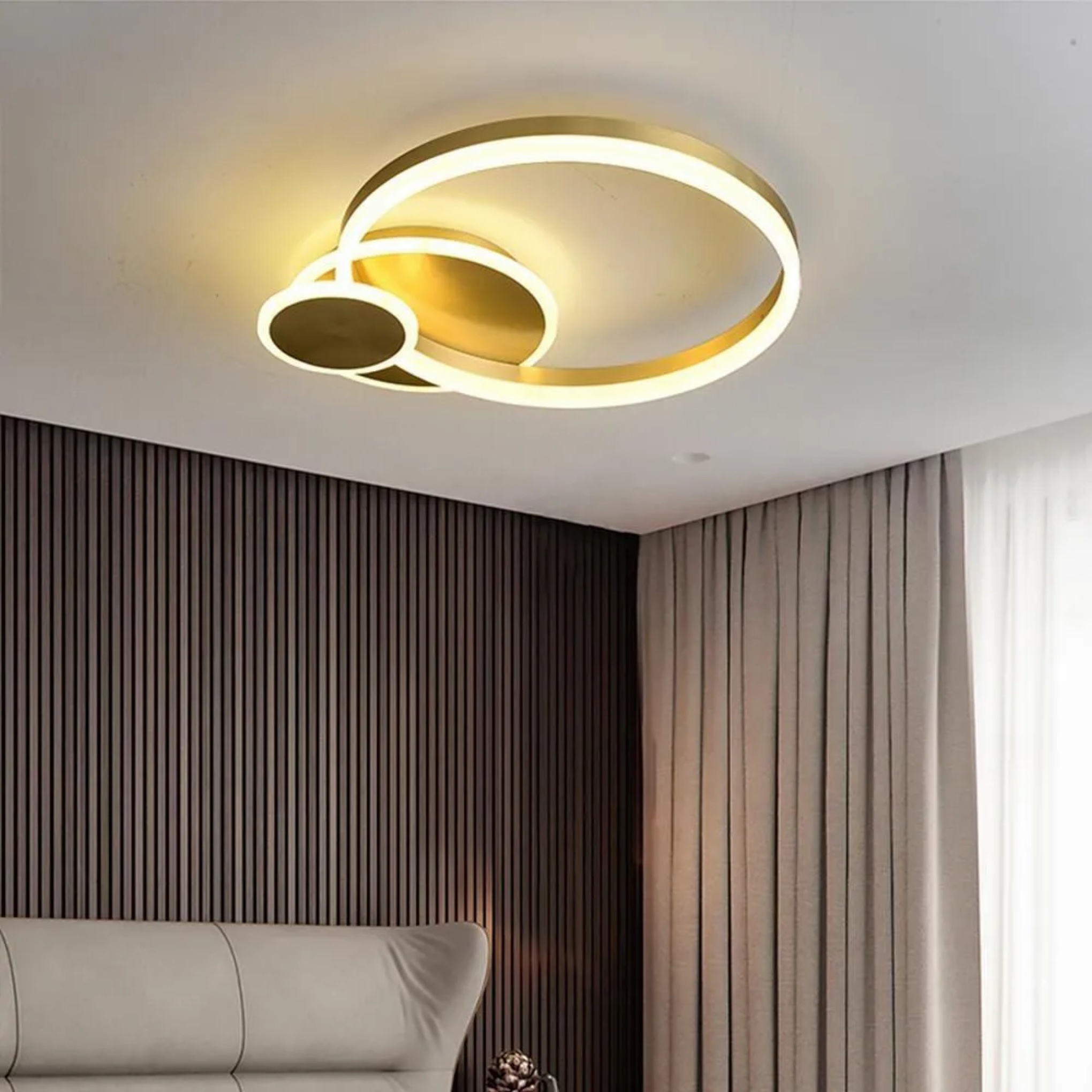 Artistic overlapping white metal flush mount lighting, Lighom — Warm White (3000K)