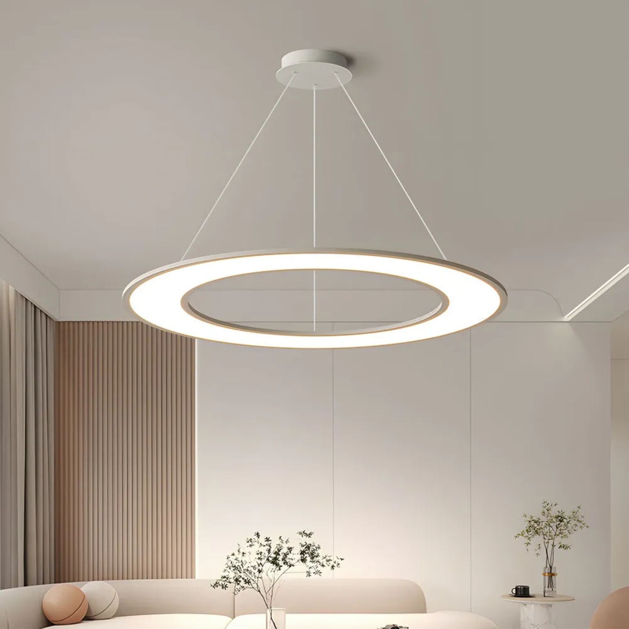 Modern planet ring black pendant lighting, Lighom — 19.7" Diameter / Natural White (4000K) / White