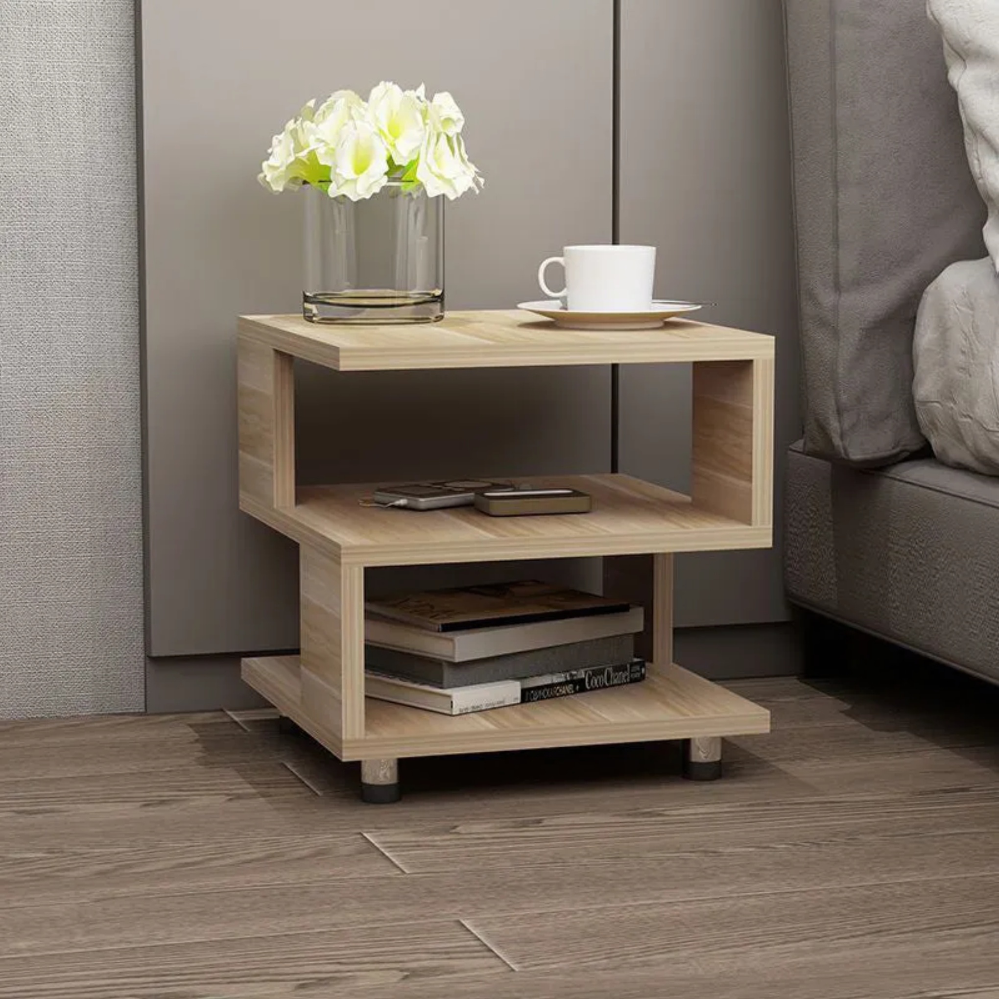 Creative 3-tier plate black side tables in metal