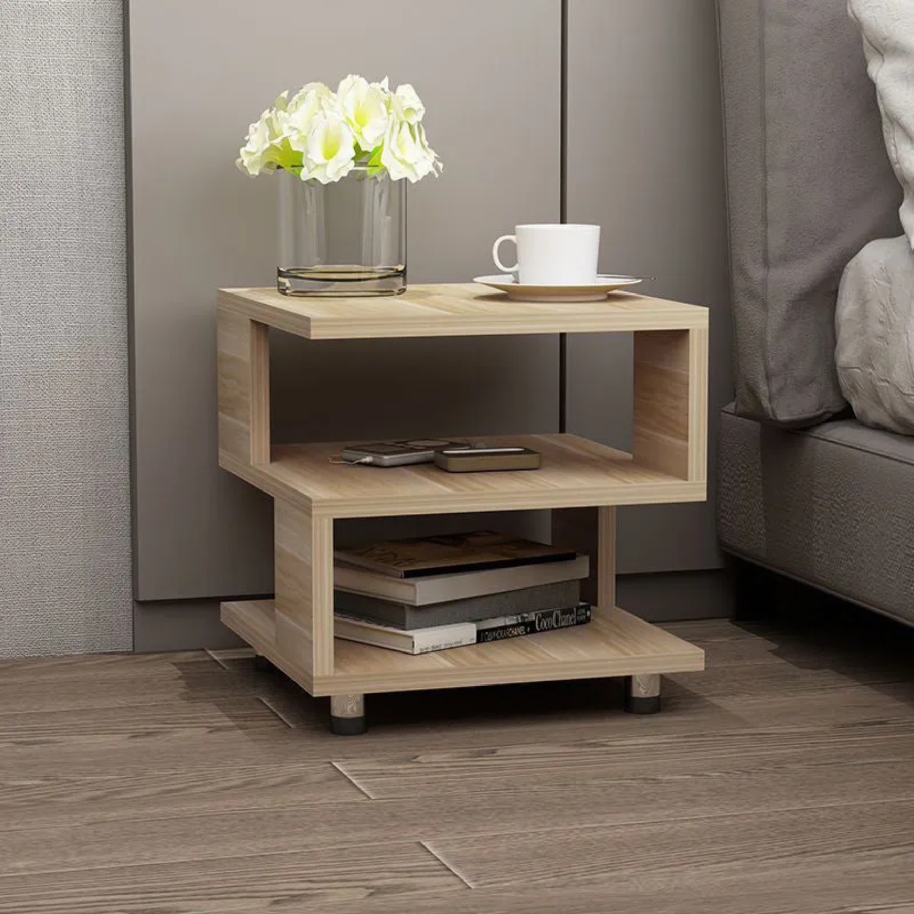 Creative 3-tier plate black side tables in metal