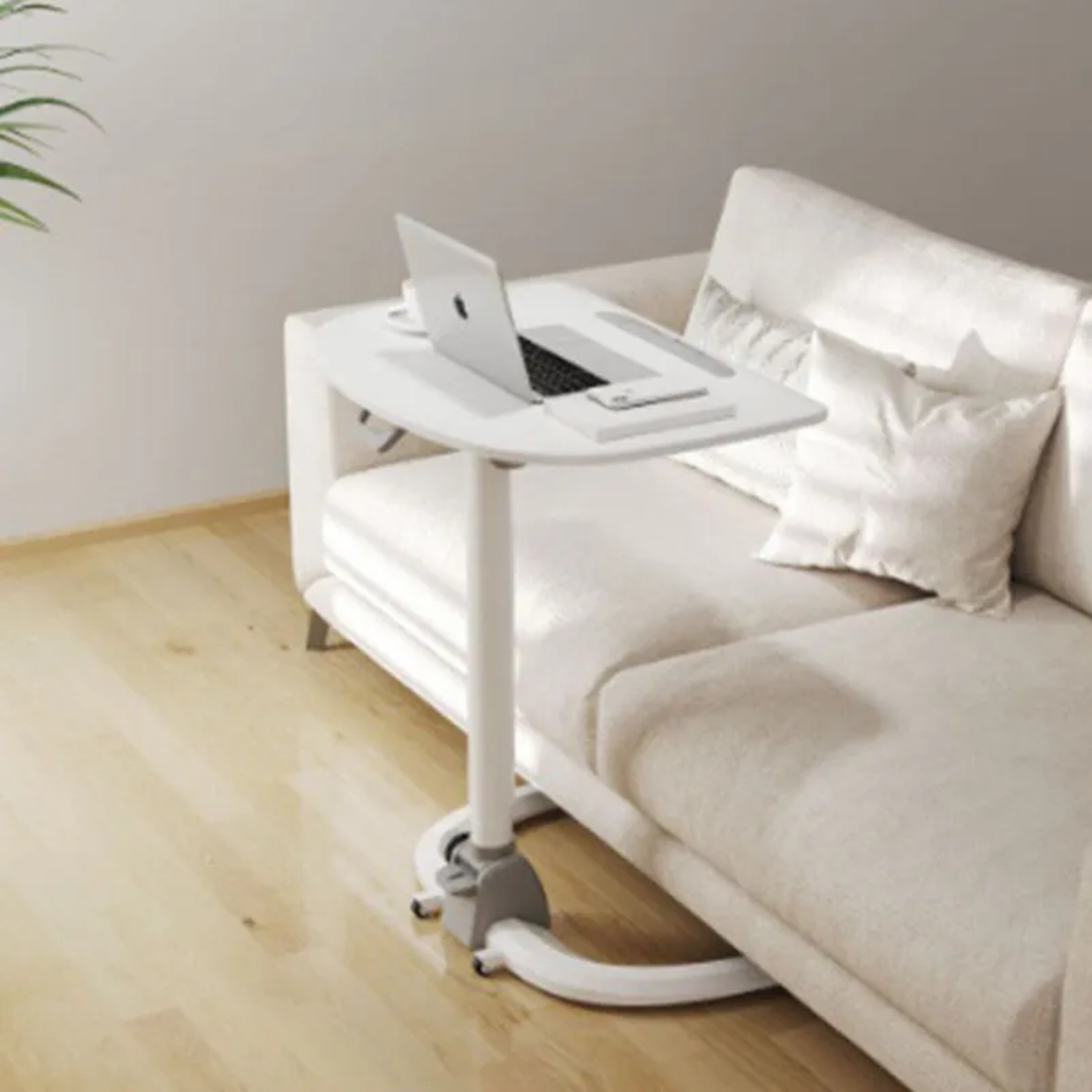 Minimalist plate mobile desks in wood — Without Wheels / White