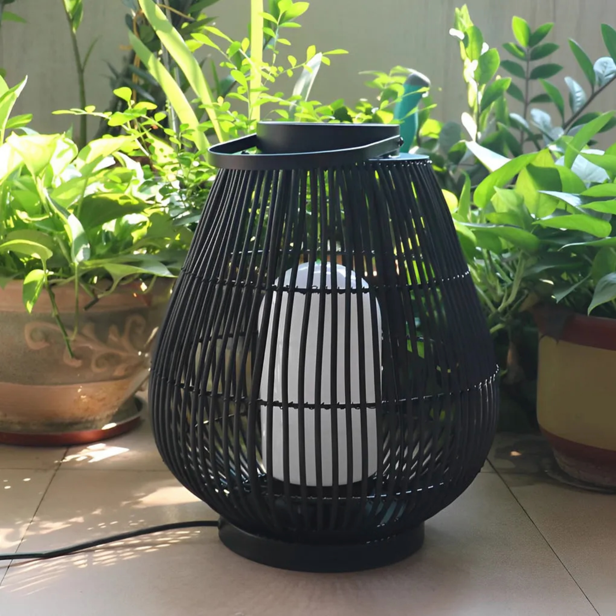Modern portable lantern outdoor lanterns & lamps in iron metal wood