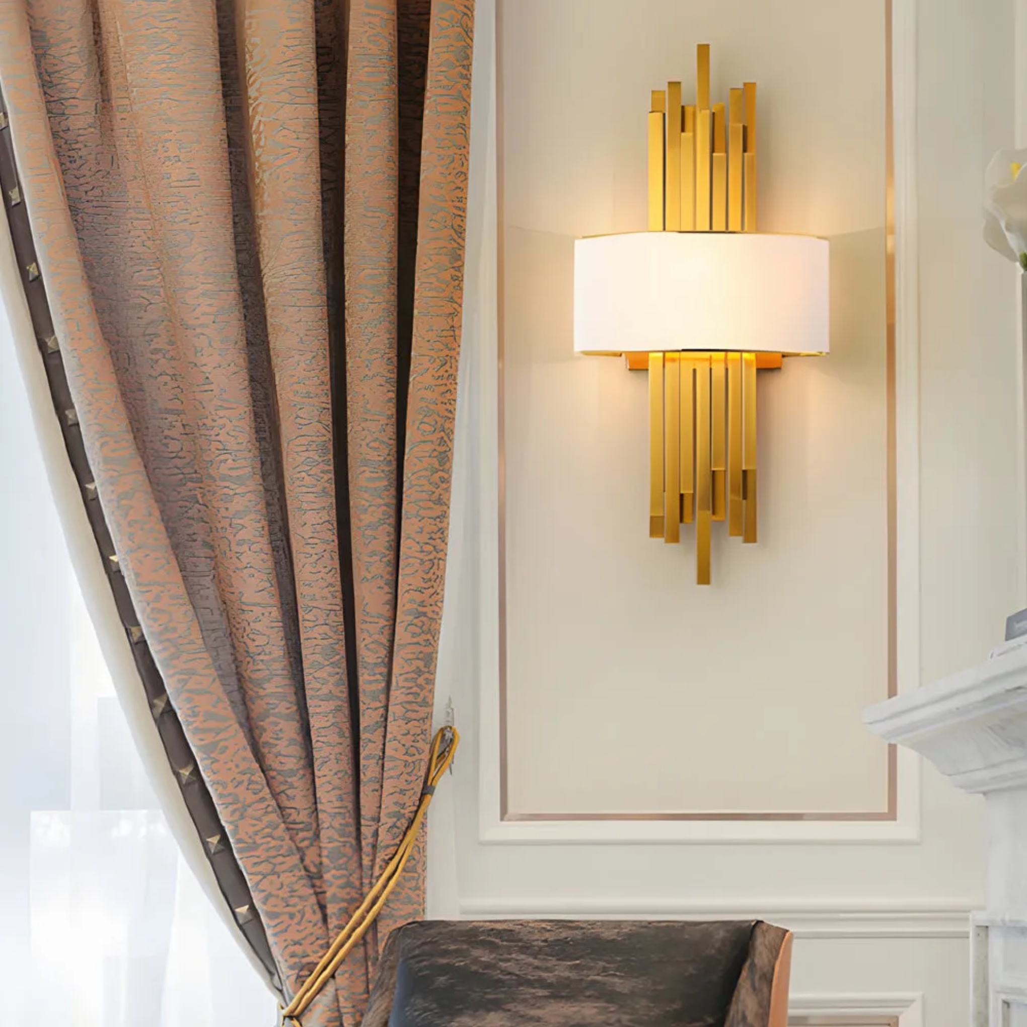 Lighom leather decorative postmodern black wall sconces in synthetic — 11.8" L x 5.5" W x 21.7" H / White