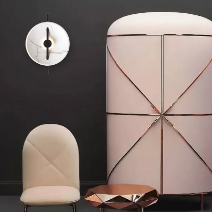 Postmodern bedside wall sconces in marble synthetic metal