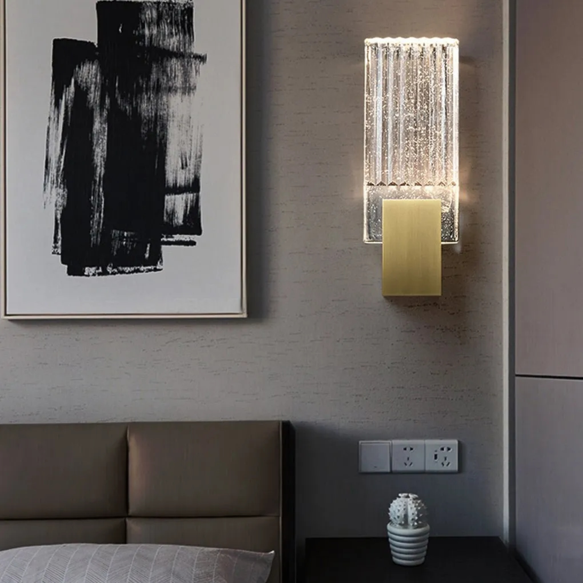 Gold crystal bedside postmodern wall sconces — 4" W x 11" H