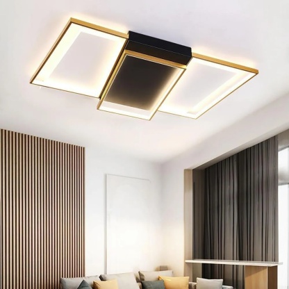 Modern rectangle round white synthetic flush mount lighting — Rectangular / Cool White (6000K)