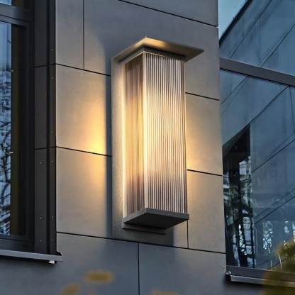 Industrial rectangular white outdoor wall lighting — 20.1" / Solar / Set of 1