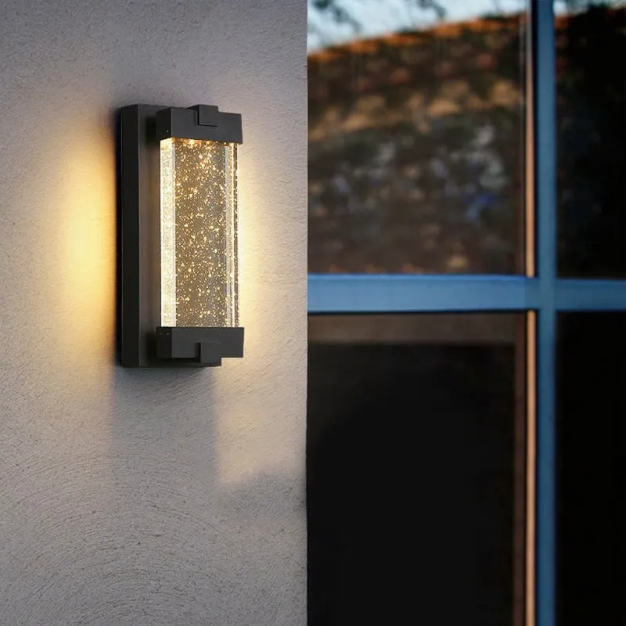 Black art deco rectangular bubble outdoor wall lighting