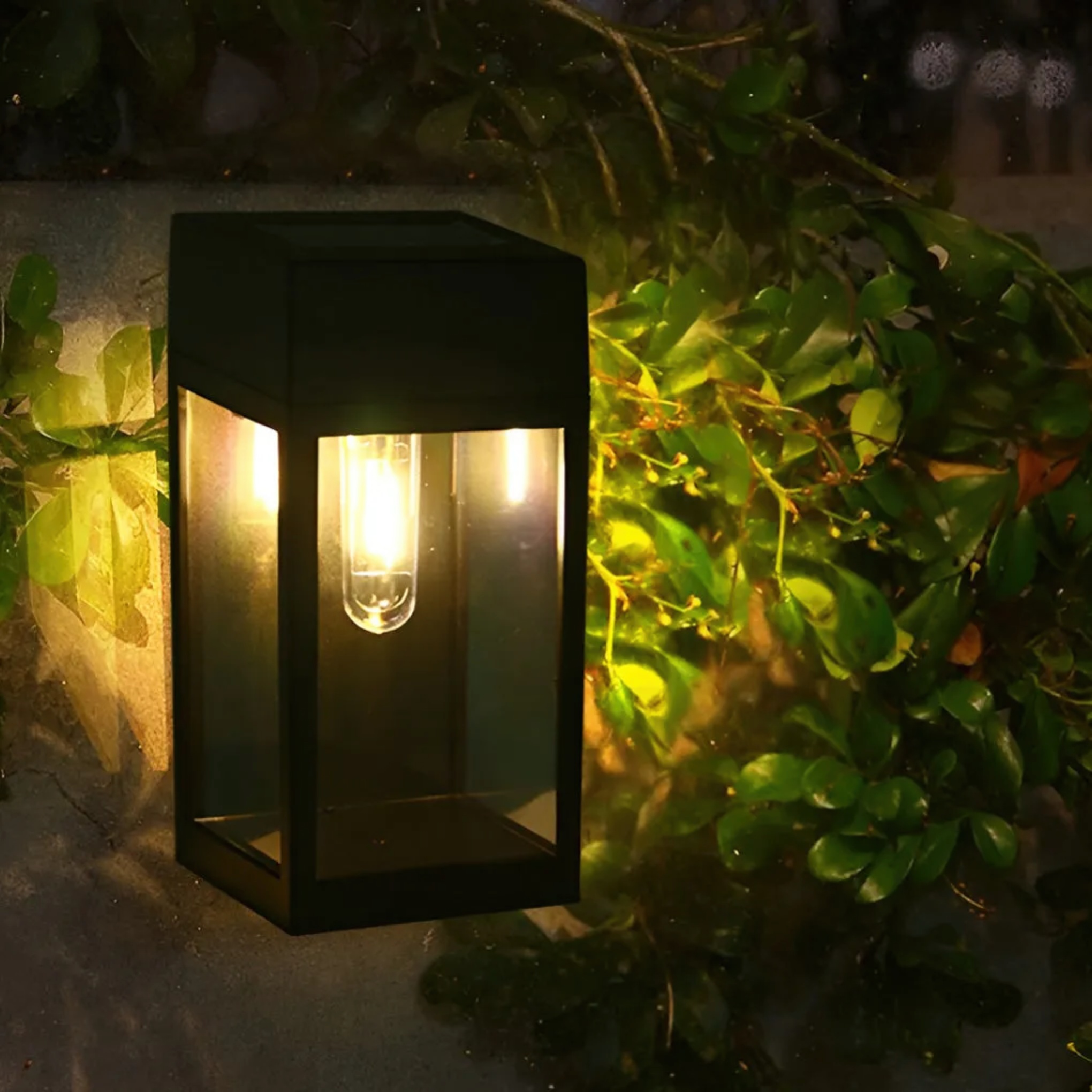 Black glass synthetic wood rectangular light-controlled outdoor wall lighting - industrial