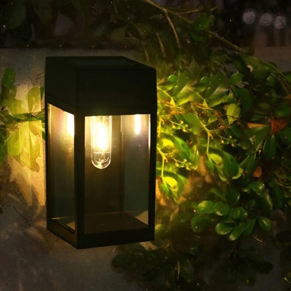 Black glass synthetic wood rectangular light-controlled outdoor wall lighting - industrial