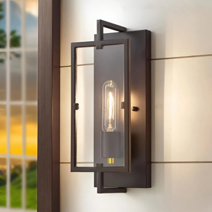 Black iron rectangular wall sconces - industrial