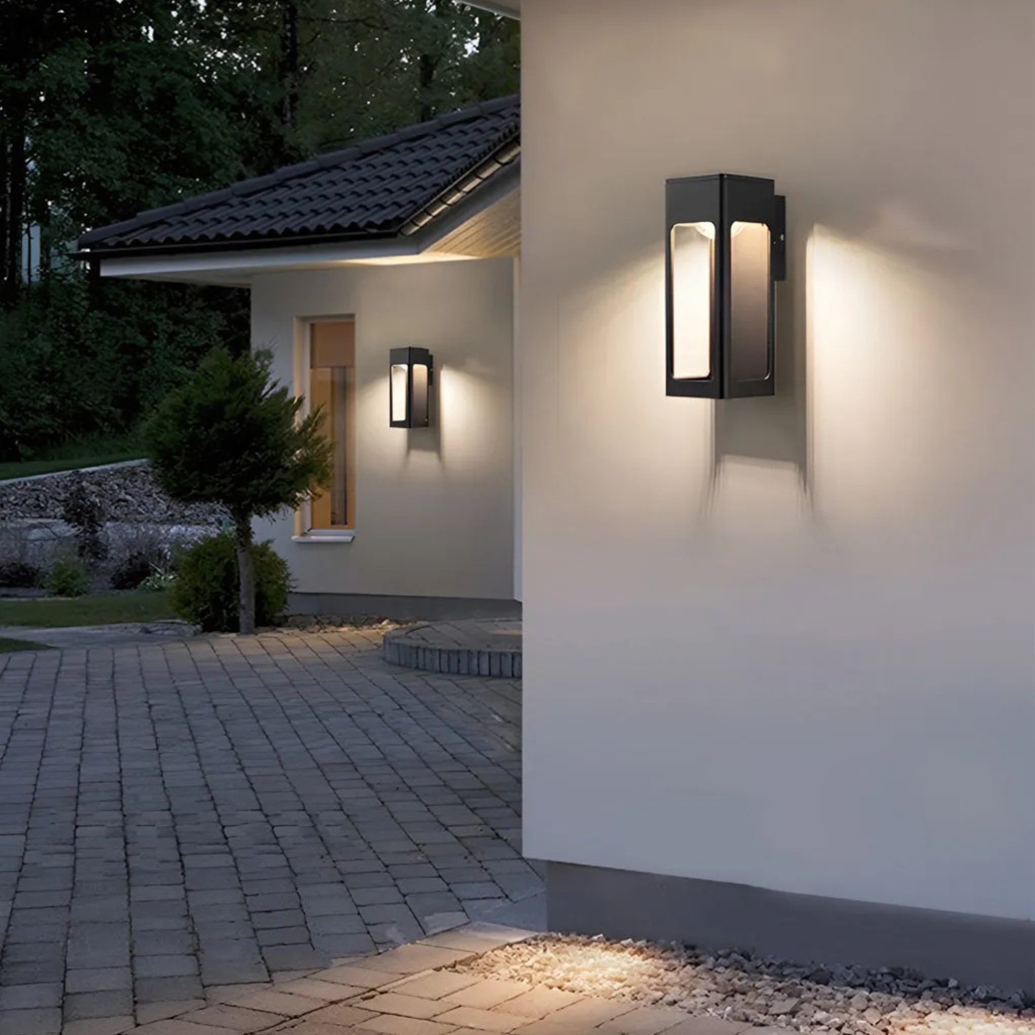 Industrial 12w rectangular outdoor wall lighting in metal — 10" H