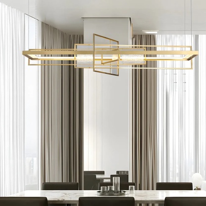 Lighom modern rectangular frame iron glass metal pendant lighting