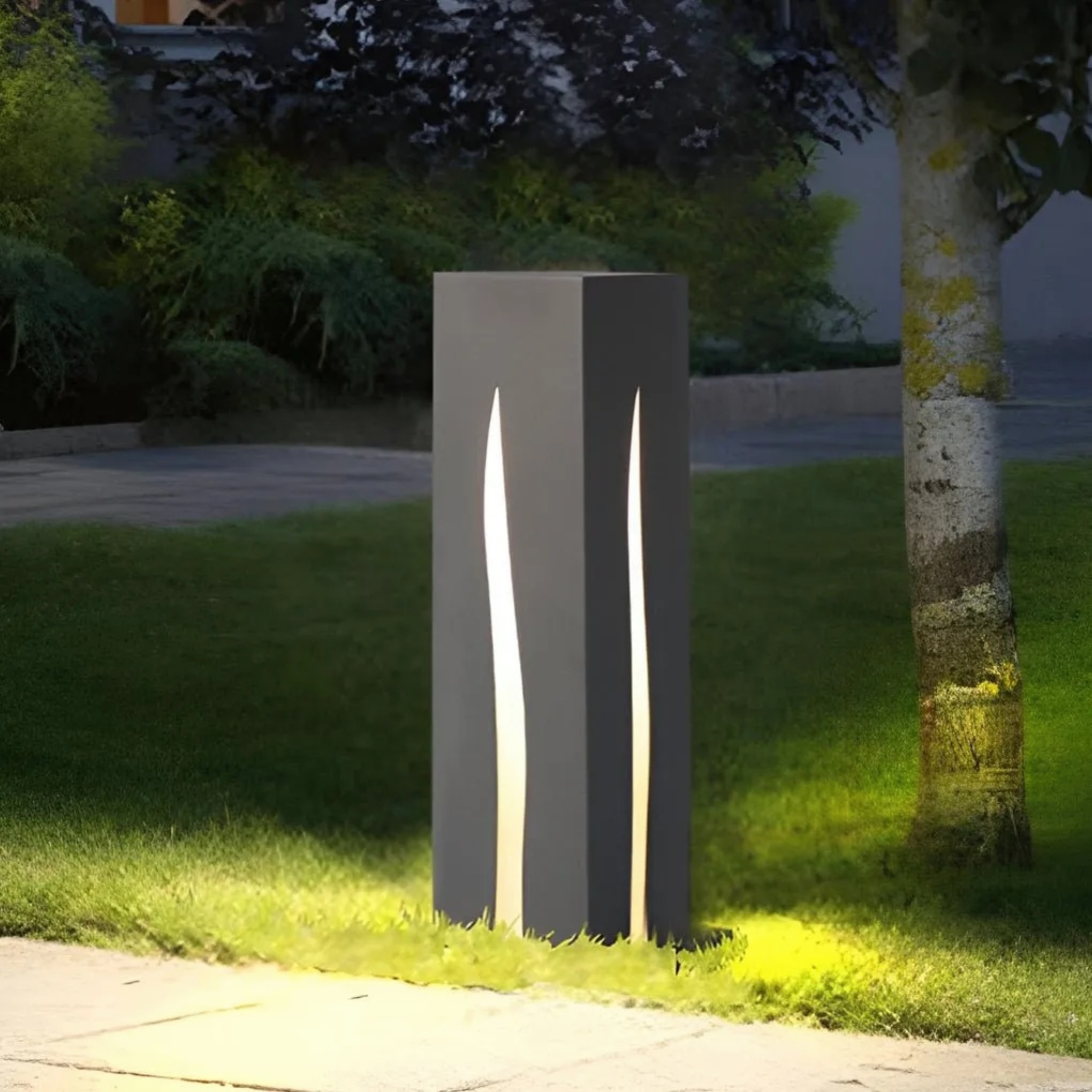 Gray industrial rectangular landscape lighting