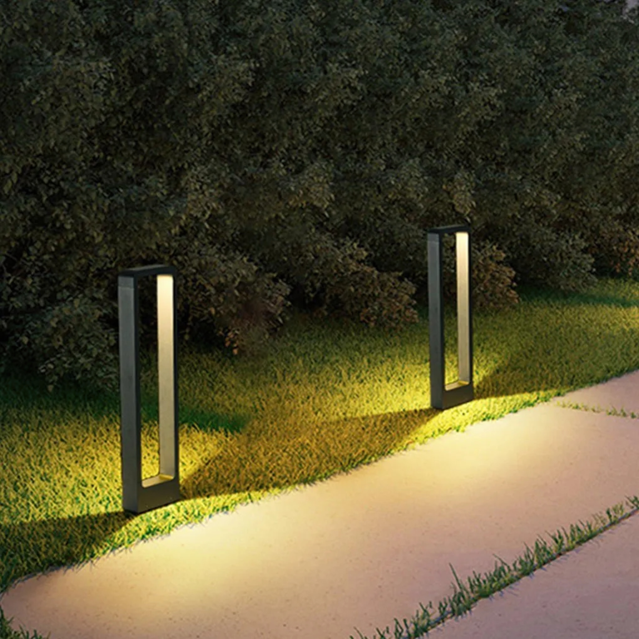 Industrial cob path black landscape lighting in glass — 6.3" L x 2.2" W x 11.8" H