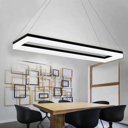 Black synthetic rectangular pendant lighting - modern — Warm White (3000K)