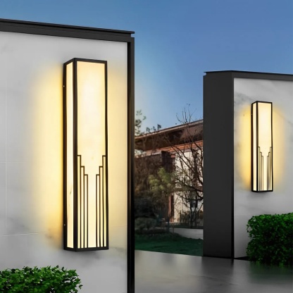 Lighom modern rectangular strip resin outdoor wall lighting — 4.7" W x 3.1" D x 19.7" H / Warm White (3000K)