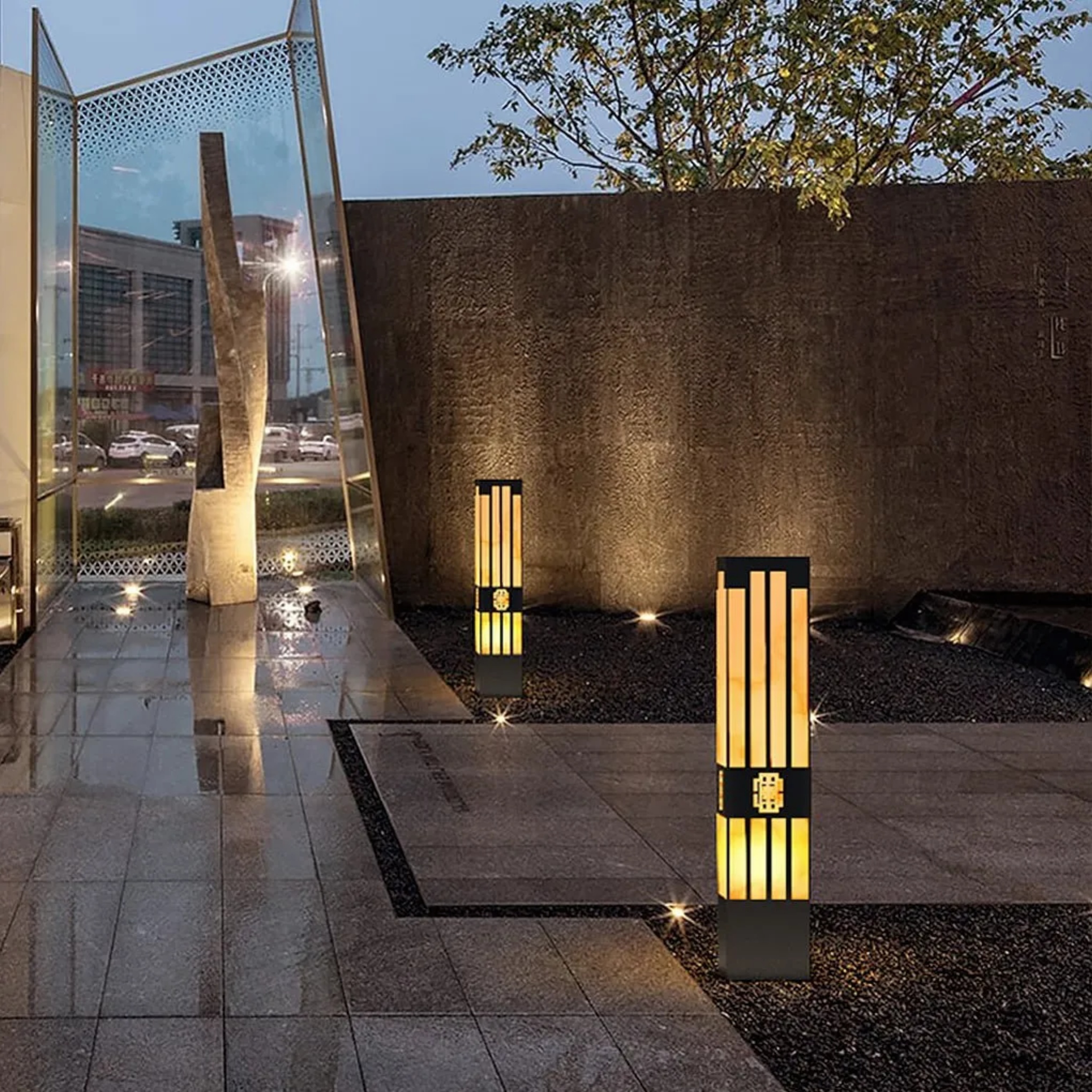 Lighom industrial streak rectangular brown landscape lighting — 16" H