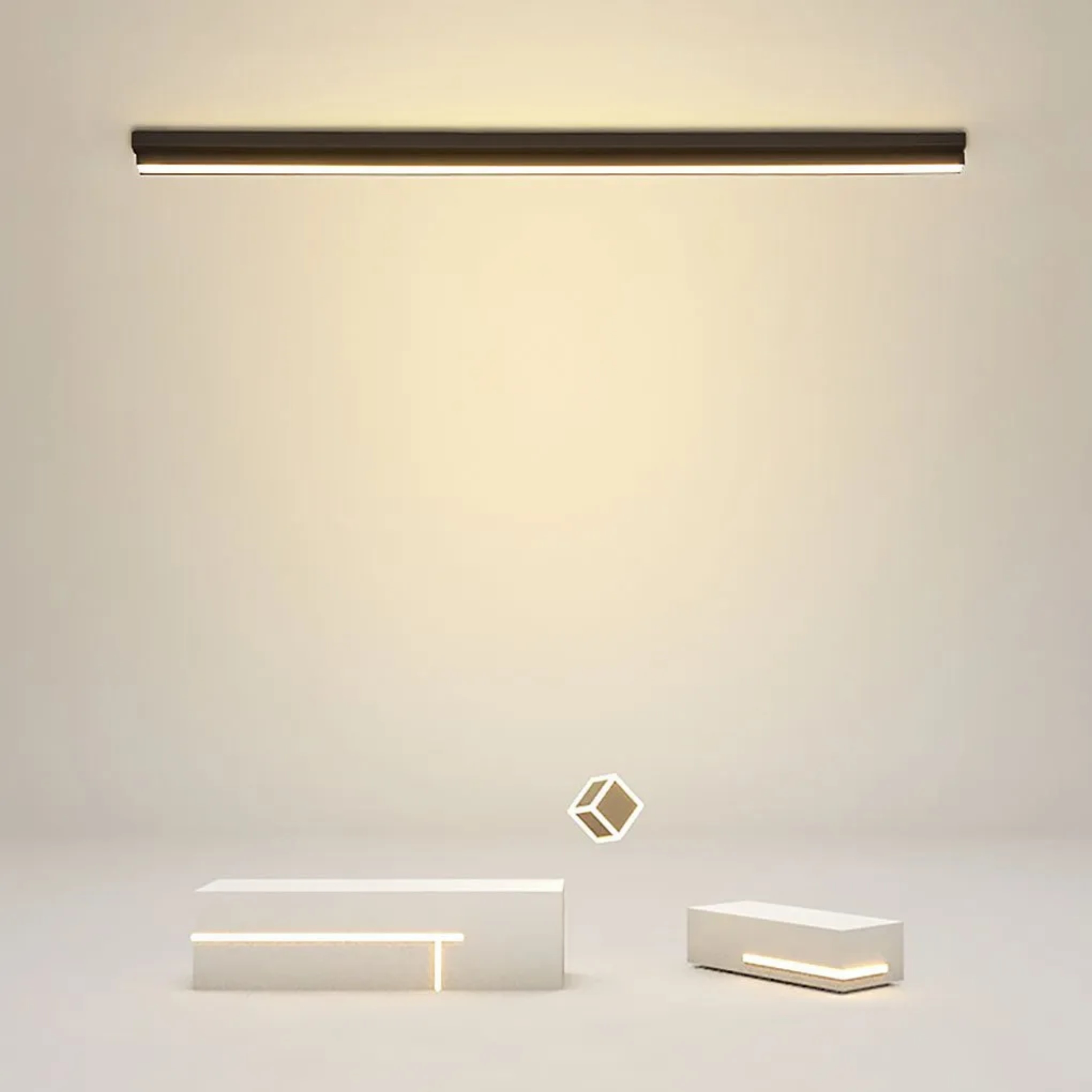 Strip rectangular black flush mount lighting, Lighom — Cool White (6000K)