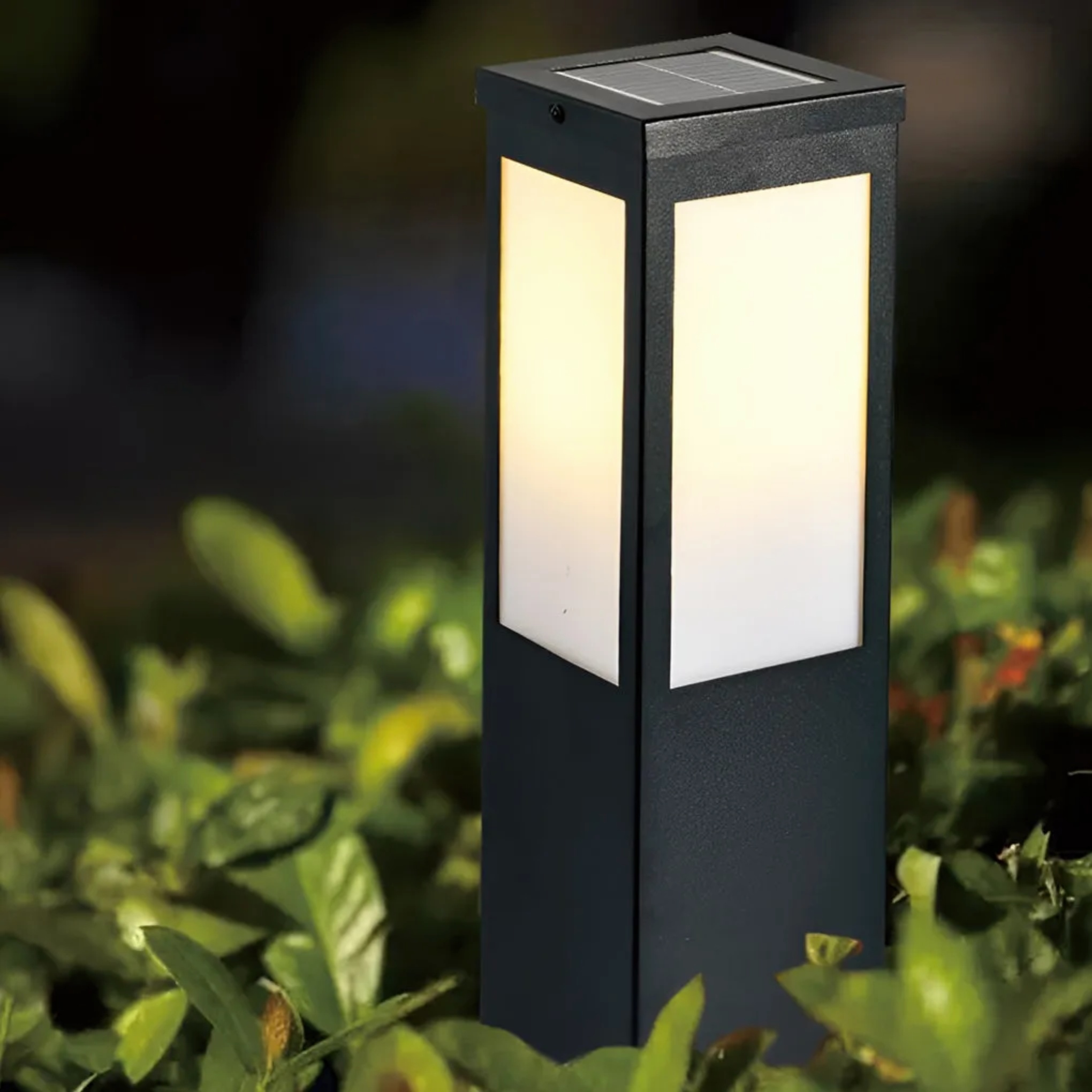 Black industrial remote-controlled square landscape lighting — 17.7"