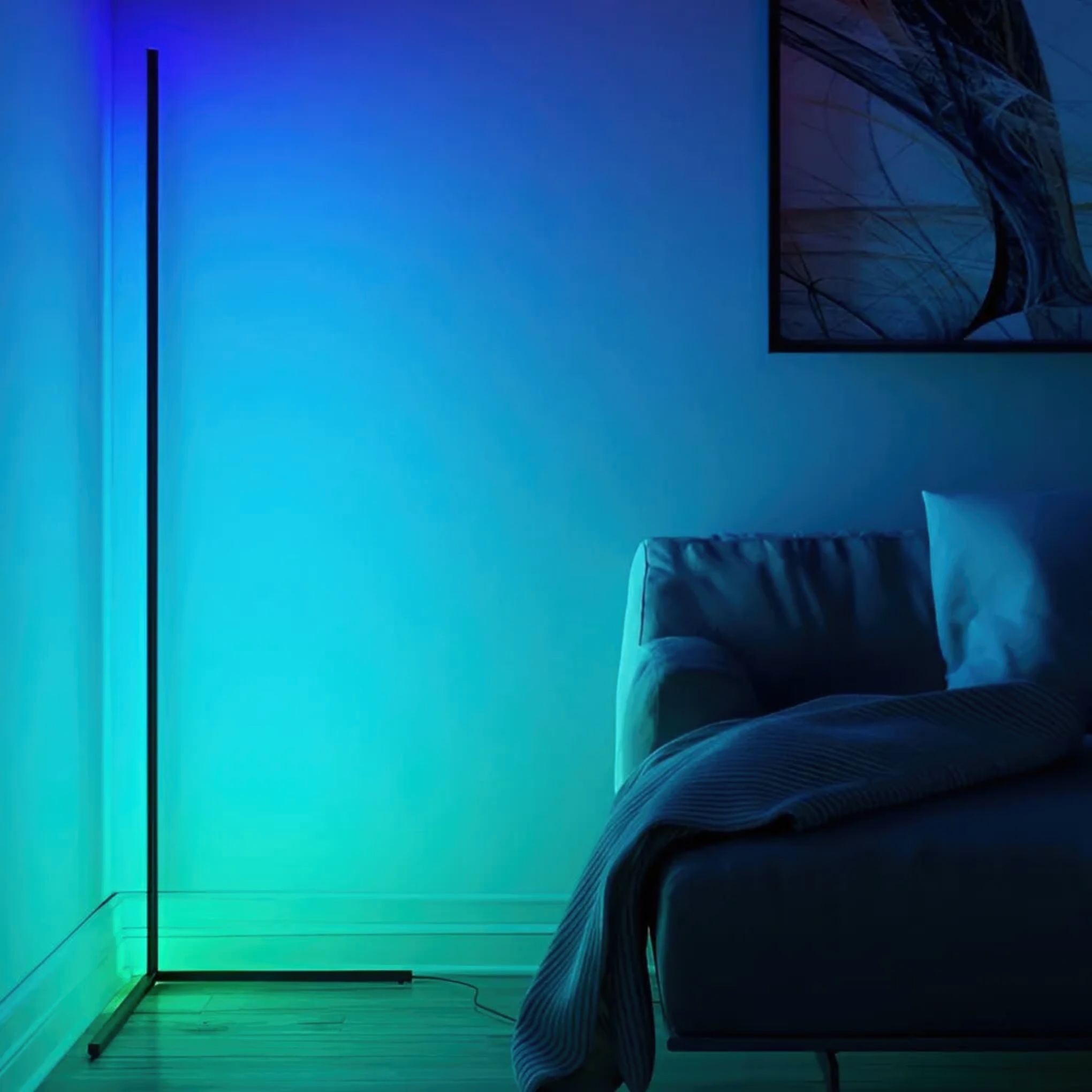 Lighom corner rgb metal floor lamps for office — Warm White (3000K)