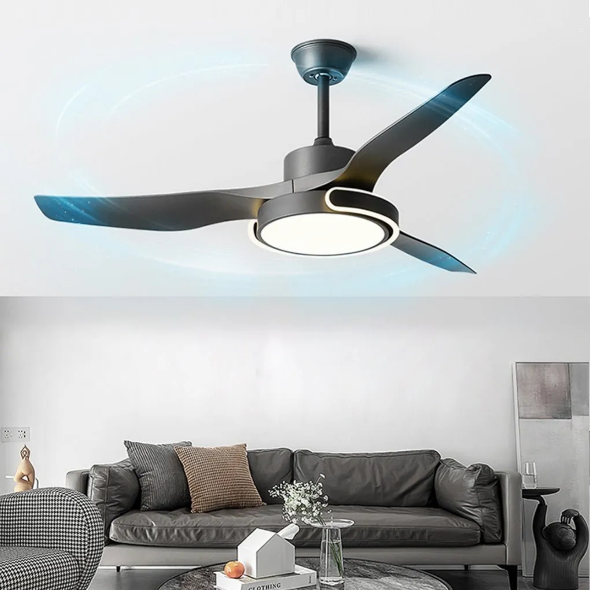Modern reversible variable synthetic ceiling fans — 41.7" Diameter / Matte Black