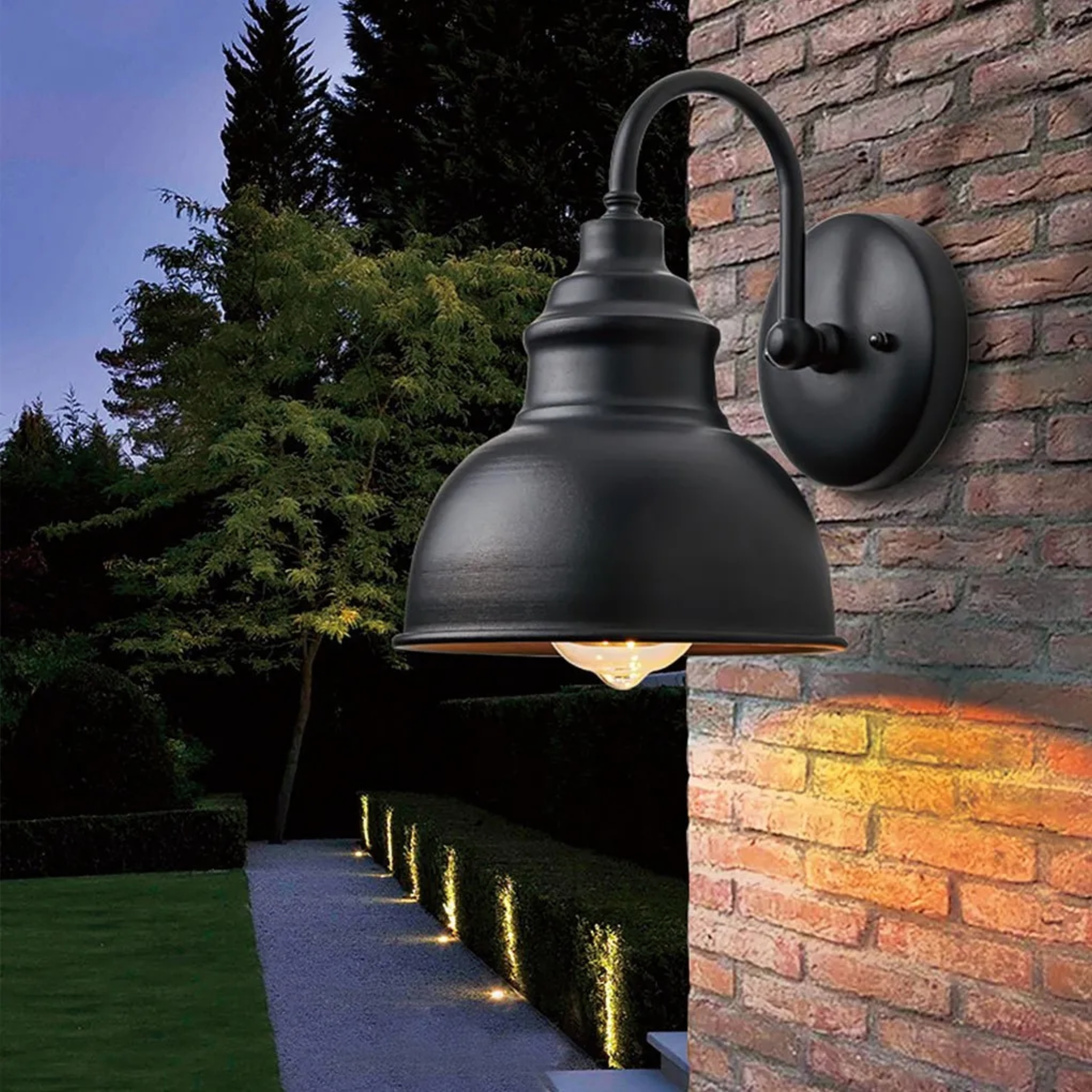 Black metal iron aluminum gate light-sense outdoor wall lighting - modern