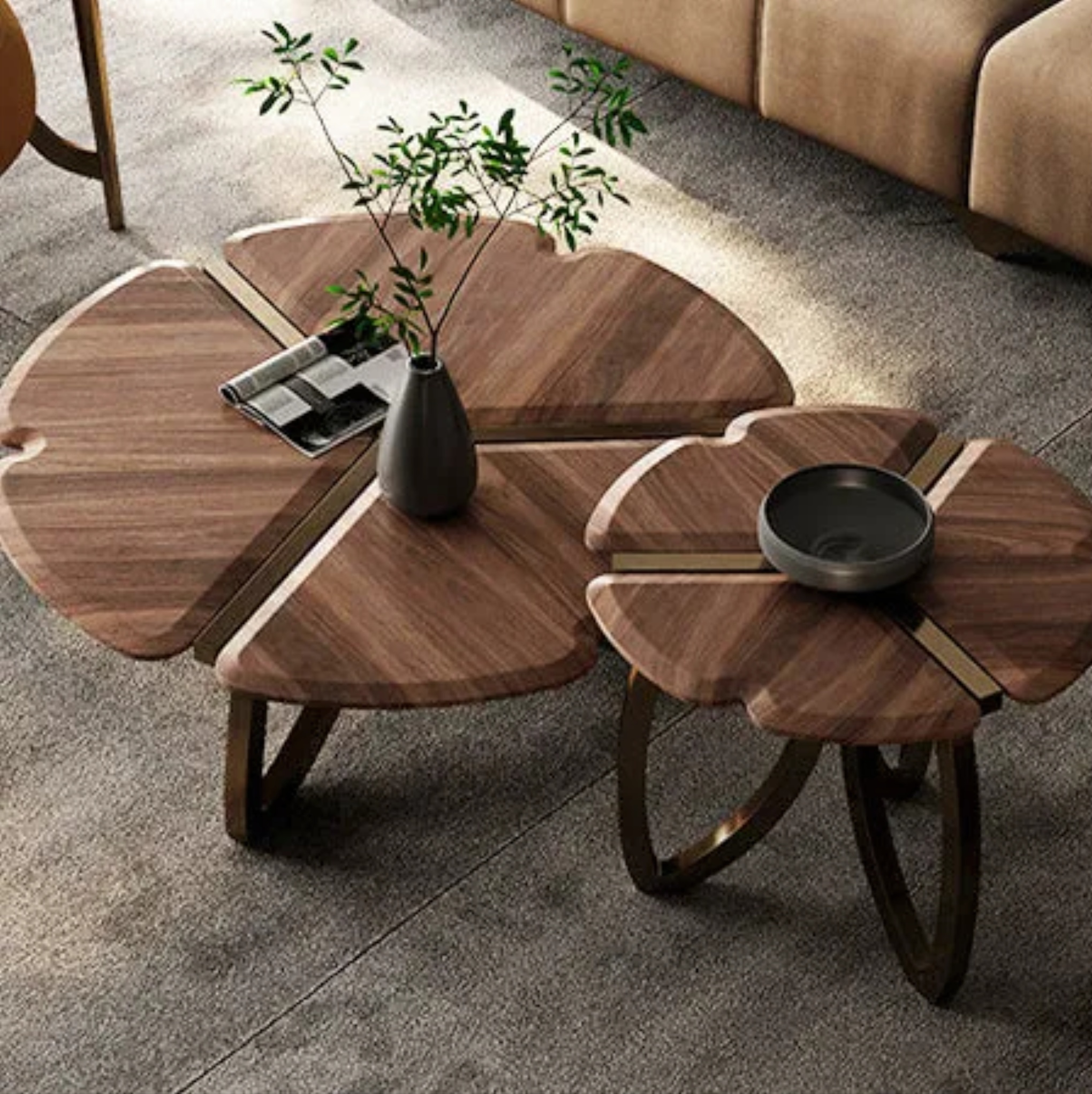 Retro petal black coffee tables, Lighom
