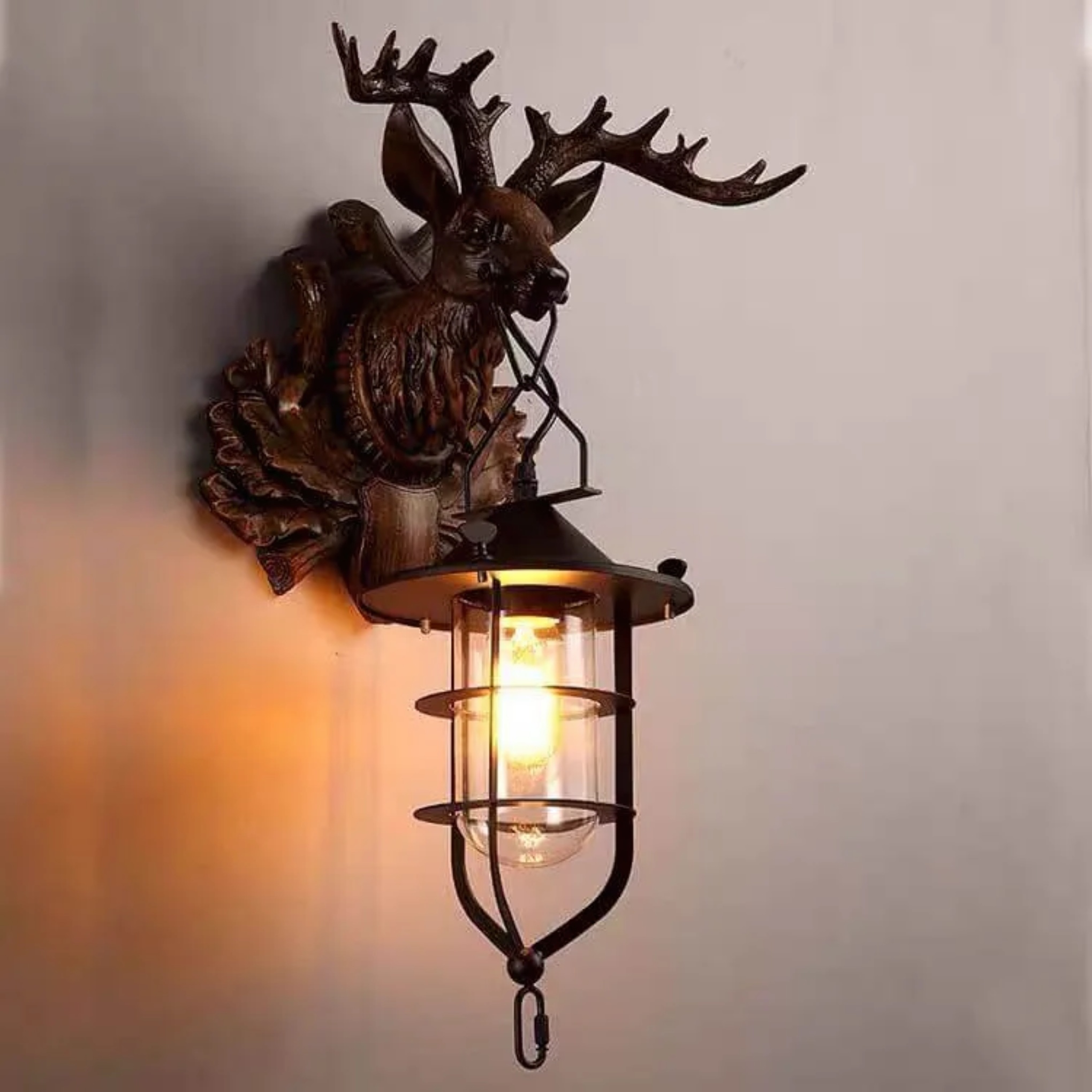 Lighom retro antler deer black wall sconces — 110V-120V (US/CA)