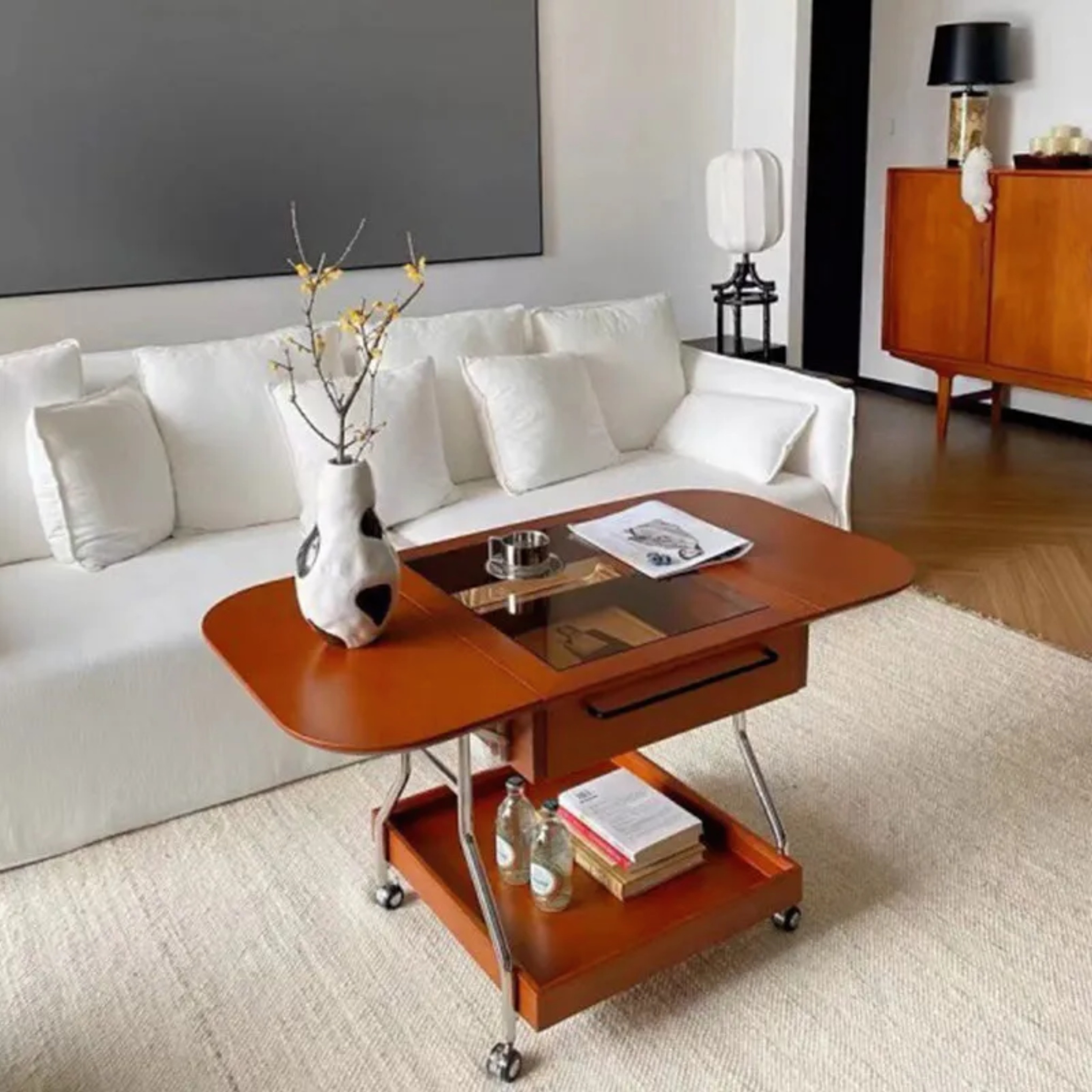 Retro 2-tier wood coffee tables