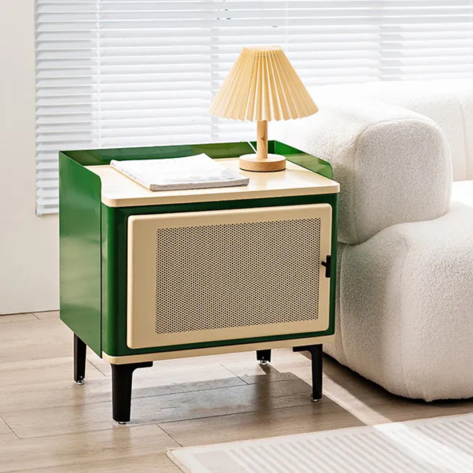 Panel 1-storage metal nightstands for bedroom — Green