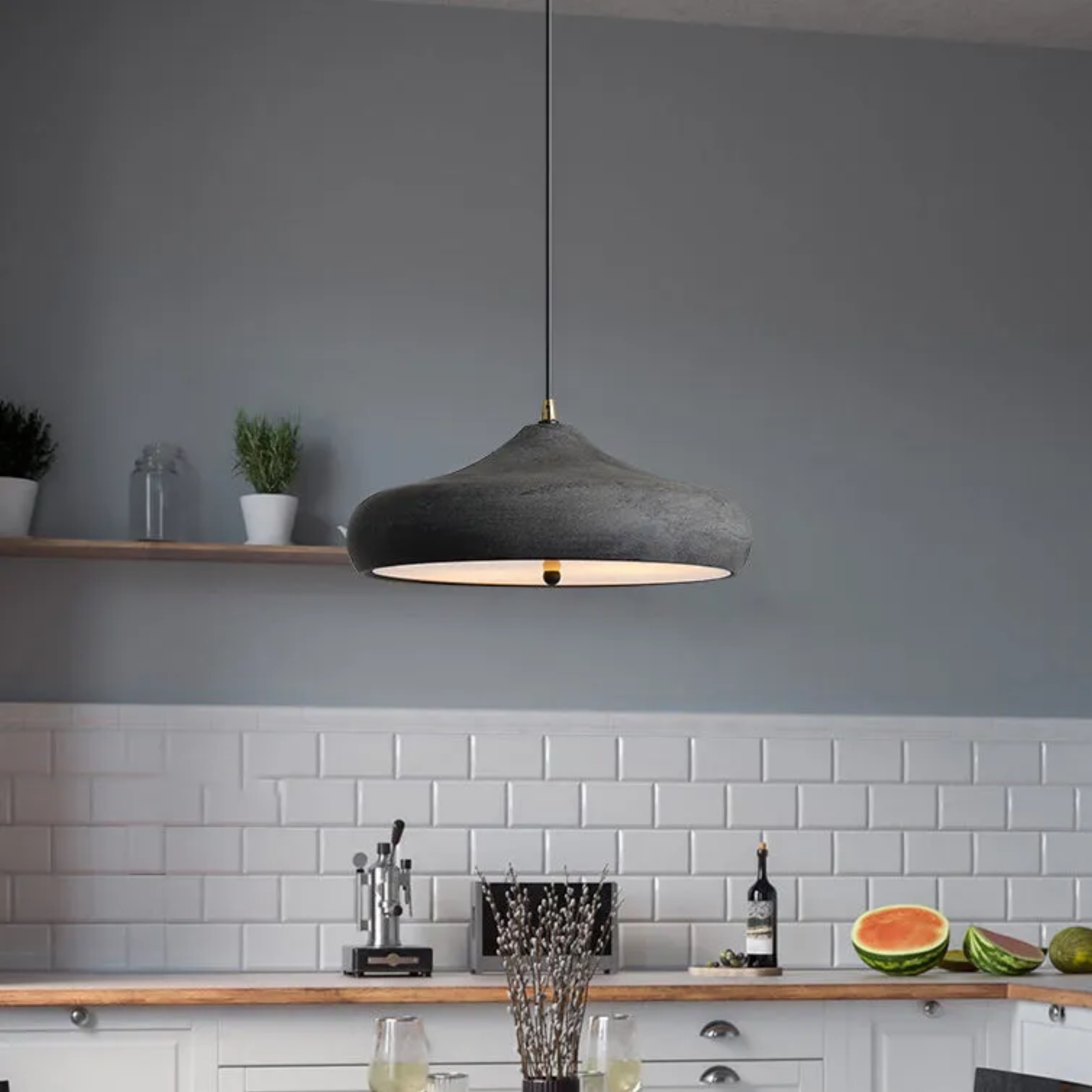 Retro dome 2-light black pendant lighting — Matte Black / 110V-120V (US/CA)