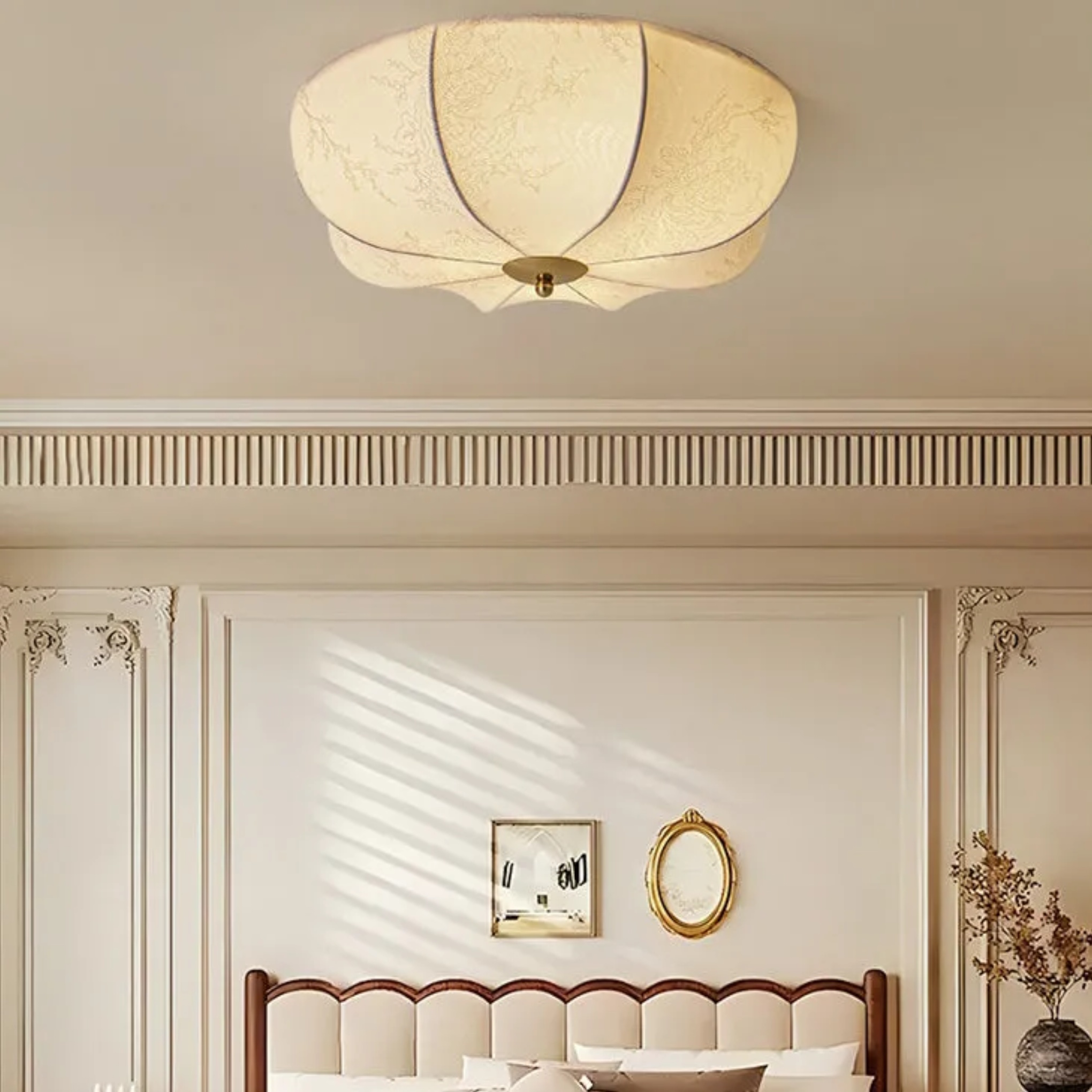 Retro pattern white flush mount lighting — 11.81" W x 7.87" H / 110V-120V (US/CA