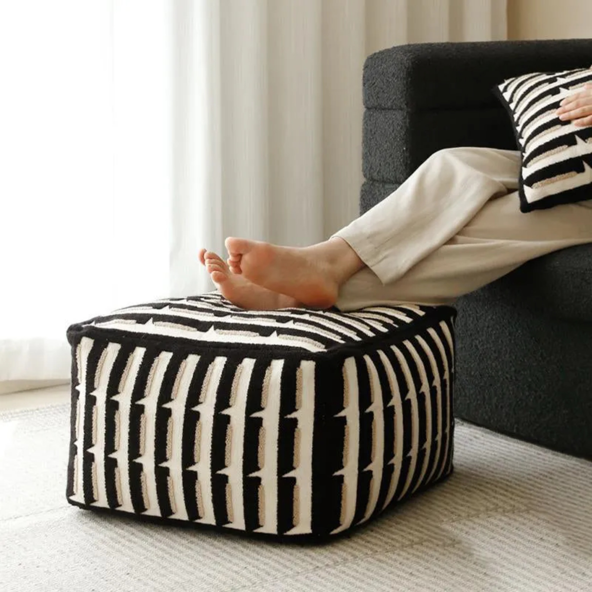Beige retro cushion epp footstools