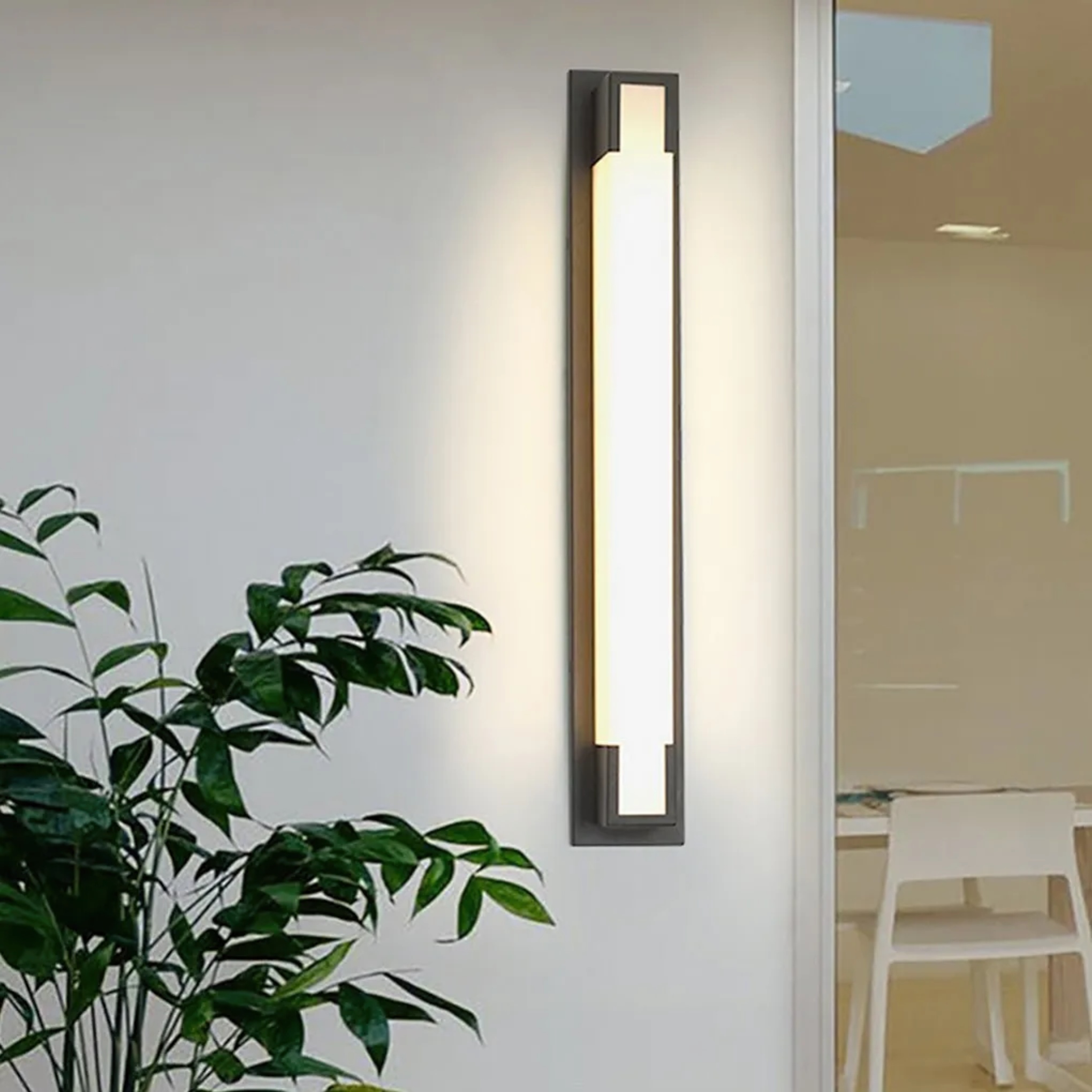 Black synthetic decorative rectangular outdoor wall lighting - modern — 3.9"X3.1"X19.7" / Warm White (3000K) / Set of 1